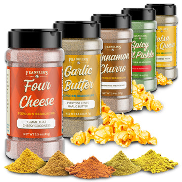 Franklins Gourmet Popcorn Seasoning Powder Variety Pack - 5 Flavors, 7.58 Ounce, Made in USA