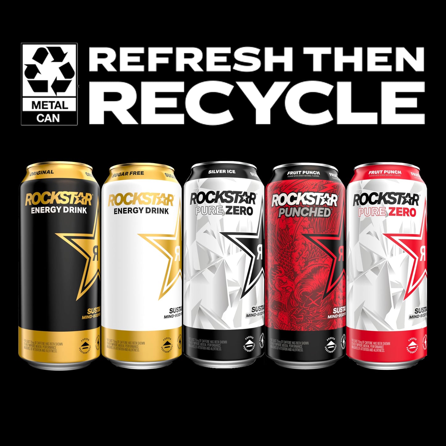 Rockstar Pure Zero Energy Drink, Fruit Punch, 0 Sugar, Caffeine & Taurine, 16oz Cans, 12 Pack