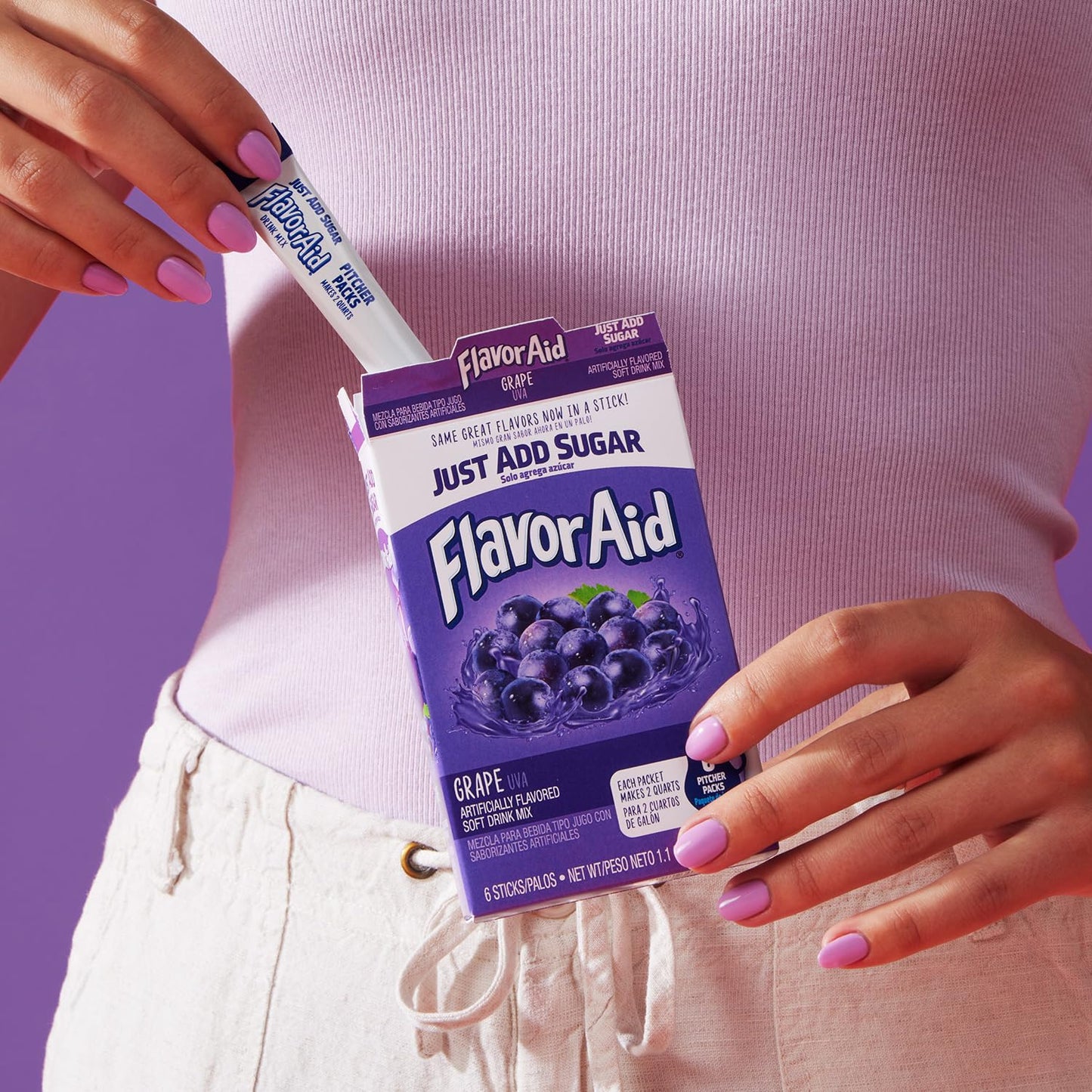 Flavor Aid Grape Unsweetened Drink Mix Pitcher Packets, 2 Quart (6 Sticks), 72 Count