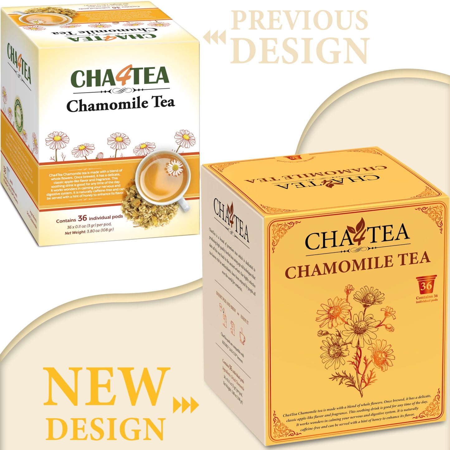 Cha4Tea Herbal Tea Pods - 36 Count, Compatible with Keurig, Bedtime Tea, Nightly Calm, Relaxing Flavor, Model TE-012-1