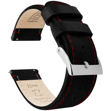 16Mm Blackred Stitching Barton Quick Release Top Grain Leather Watch Band Strap