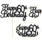 Gyufise 1 Pack Happy 60Th Birthday Cake Topper Black Glitter Happy Birthday Cake Topper Happy 60 Birthday Cake Decoration For 60