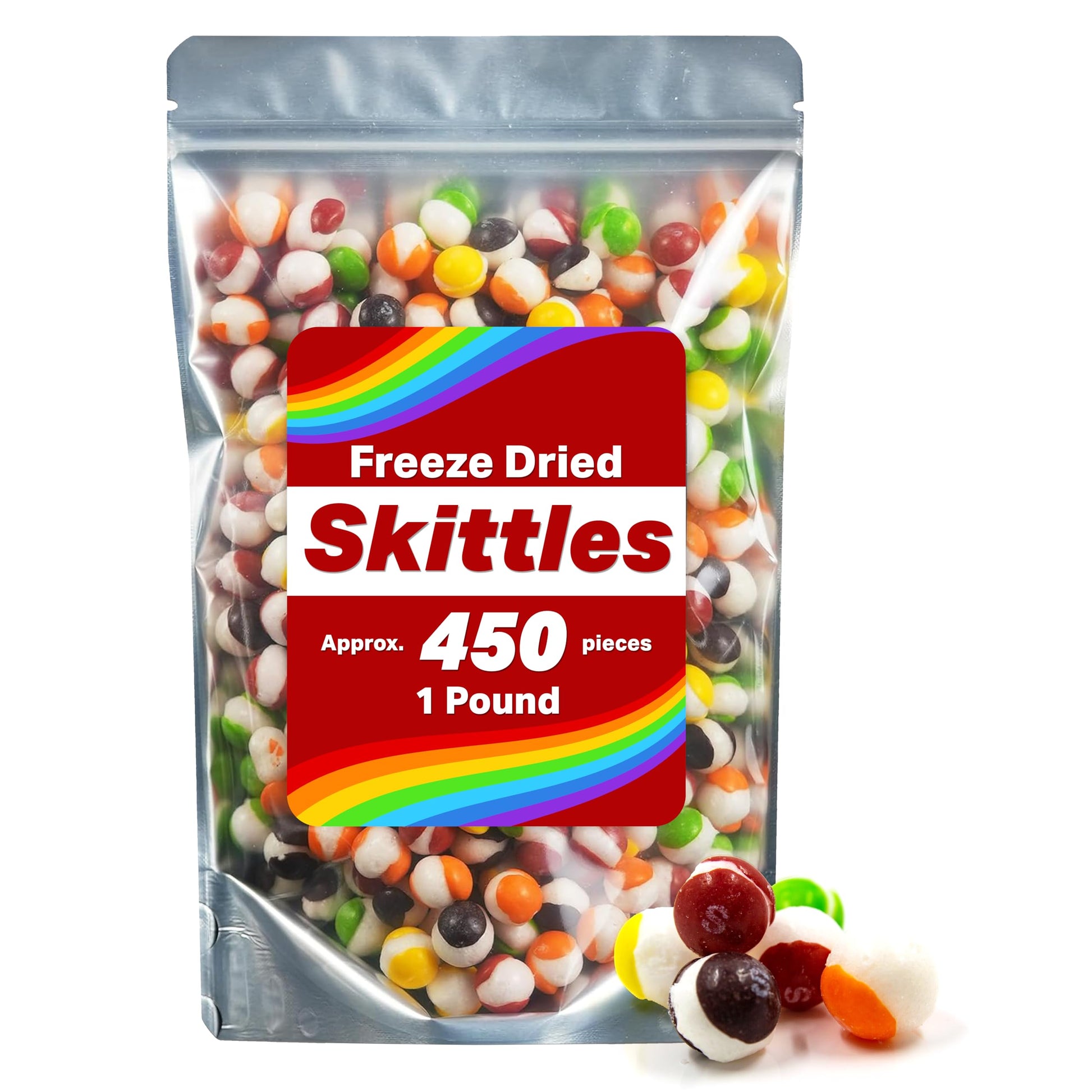 Freeze Dried Skitles Candy - Interesting Snacks 1 Pound Freeze Dried Skitles - Sweet Crunchy Texture - Ideal For Office Candy Di