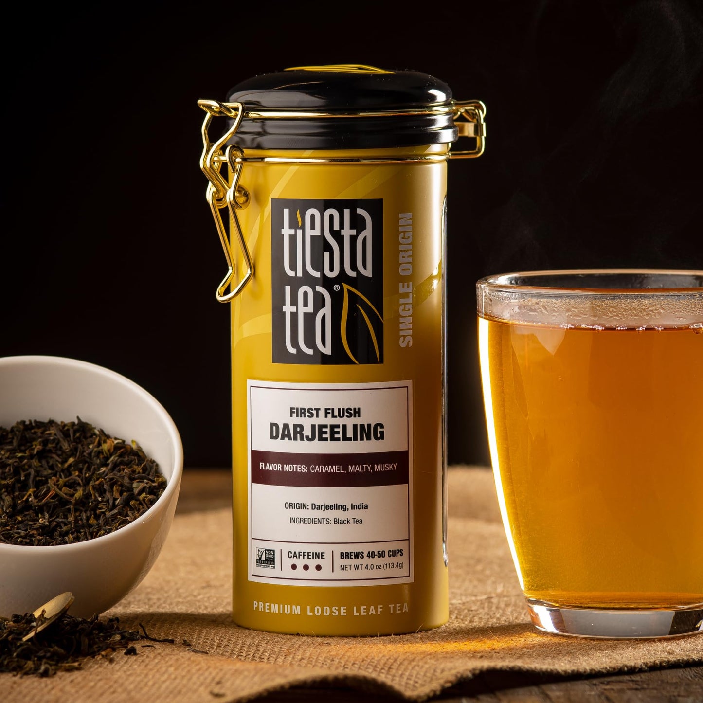 Tiesta Tea First Flush Darjeeling Black Tea, Loose Leaf, 4oz Refillable Tin, Makes Hot or Iced, Up to 50 Cups