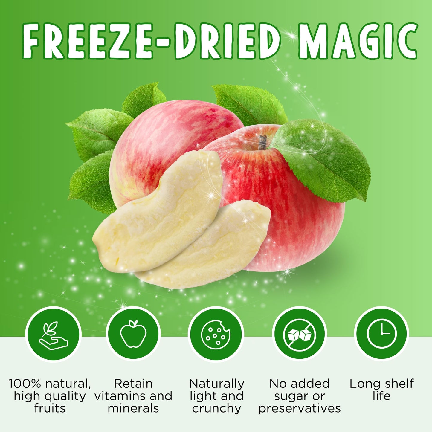 Summmer Freeze Dried Apple Slices - 10 Packs - No Added Sugar Package - 8.8 Oz 100% Natural Candy, Fruit Snack For Kids & Adults