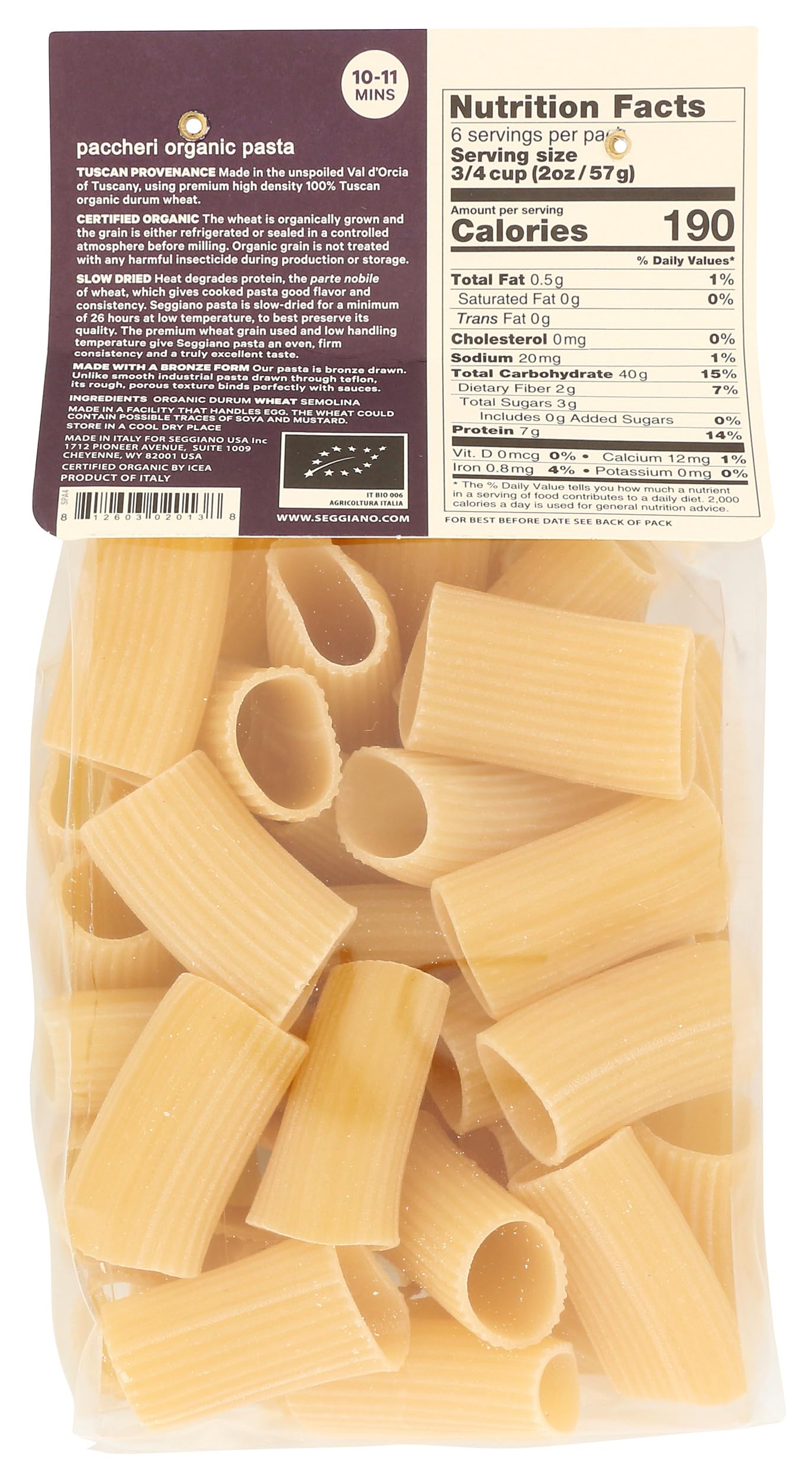 Seggiano, Paccheri Organic Pasta, 13.2 Oz