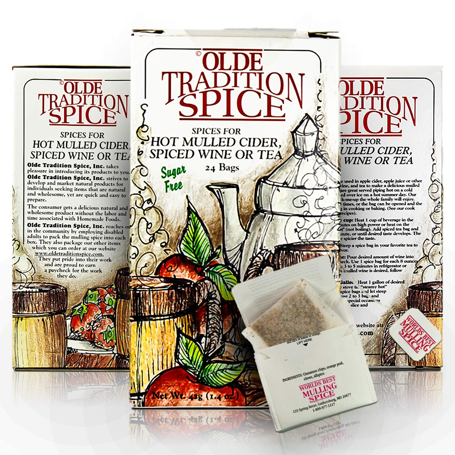 Olde Tradition Spice Mulling Spices Tea Bags for Hot Apple Cider or Mulled Wine - 24 Count Pack