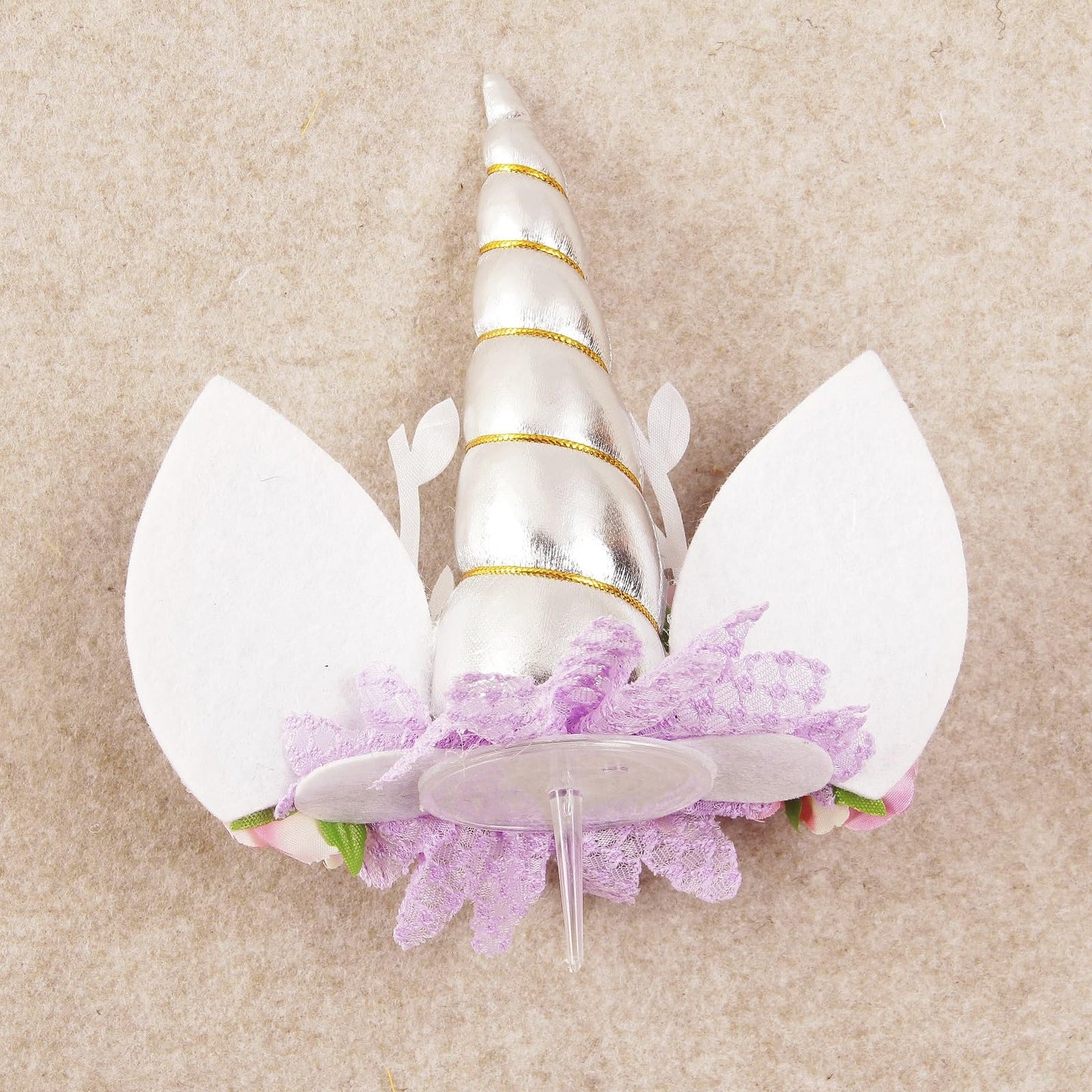 Nishine Rose Floral Unicorn Cake Topper Birthday Party Cake Decoration (Silver&Mint)