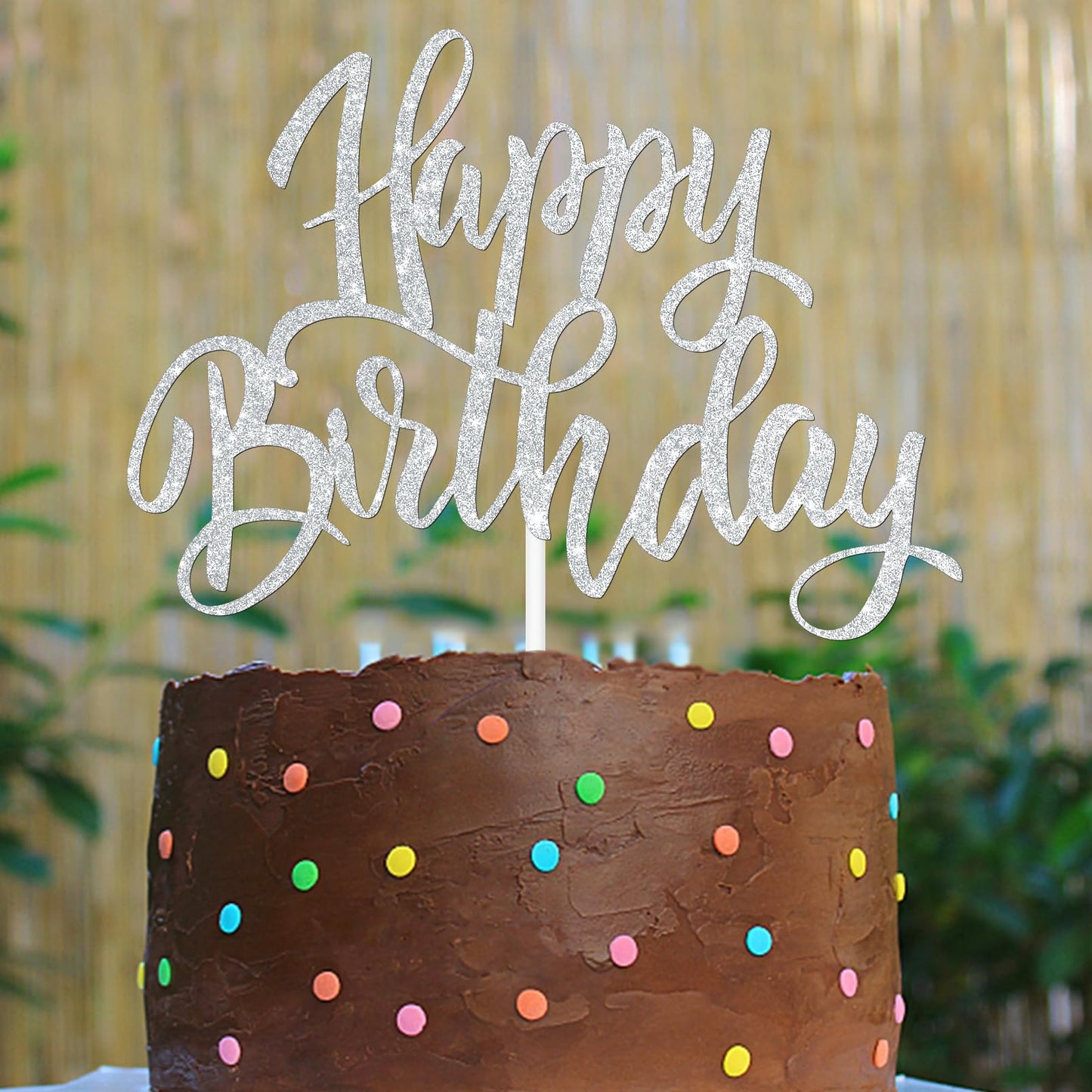 Notbadsys Happy Birthday Cake Decorations, Gold Double-Sided Glitter Letters, Birthday Party Supplies, Cake Topper Decorations (Silver)