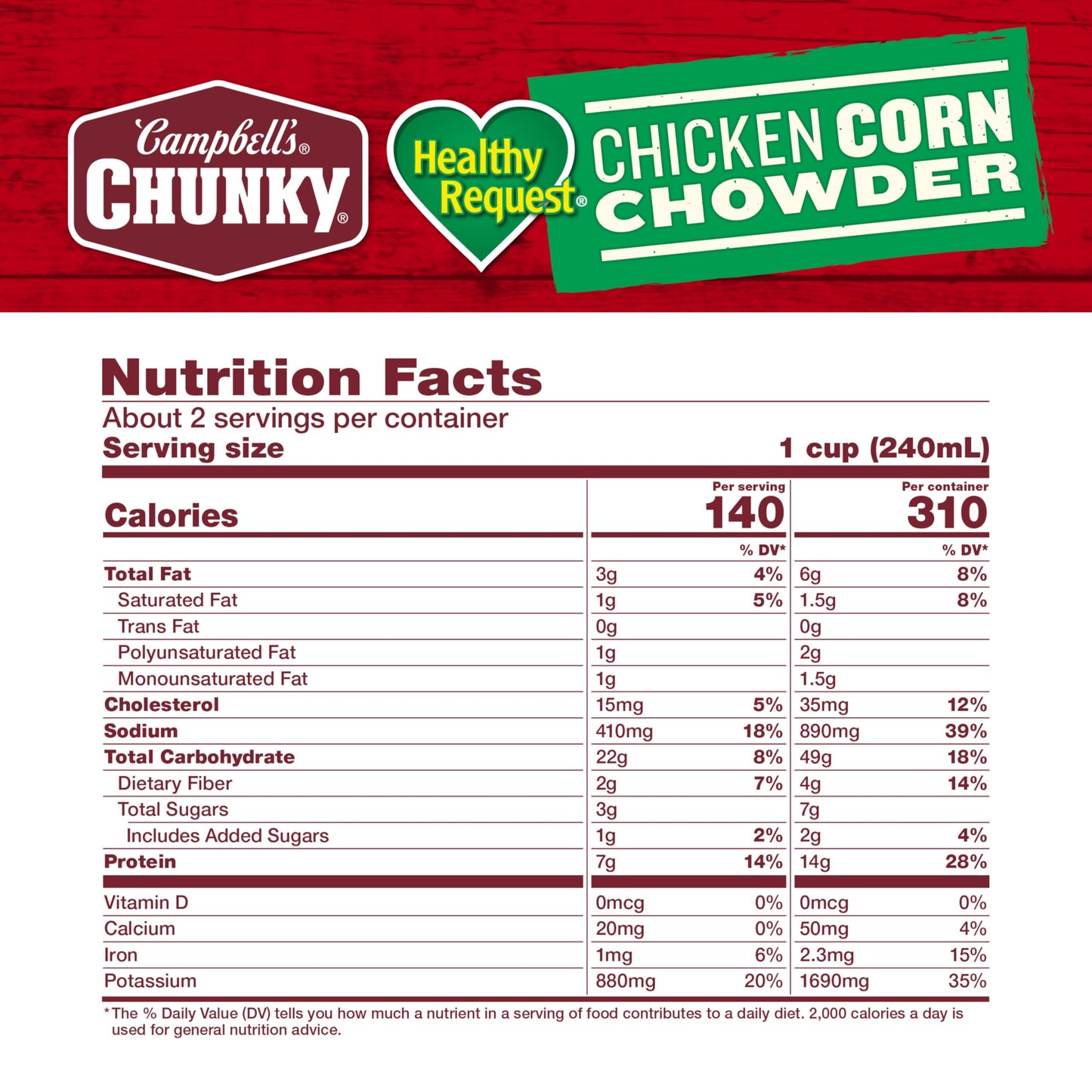 Campbell'S Chunky Soup, Healthy Request Chicken Corn Chowder Soup, 18.8 Oz Can (Case Of 12)