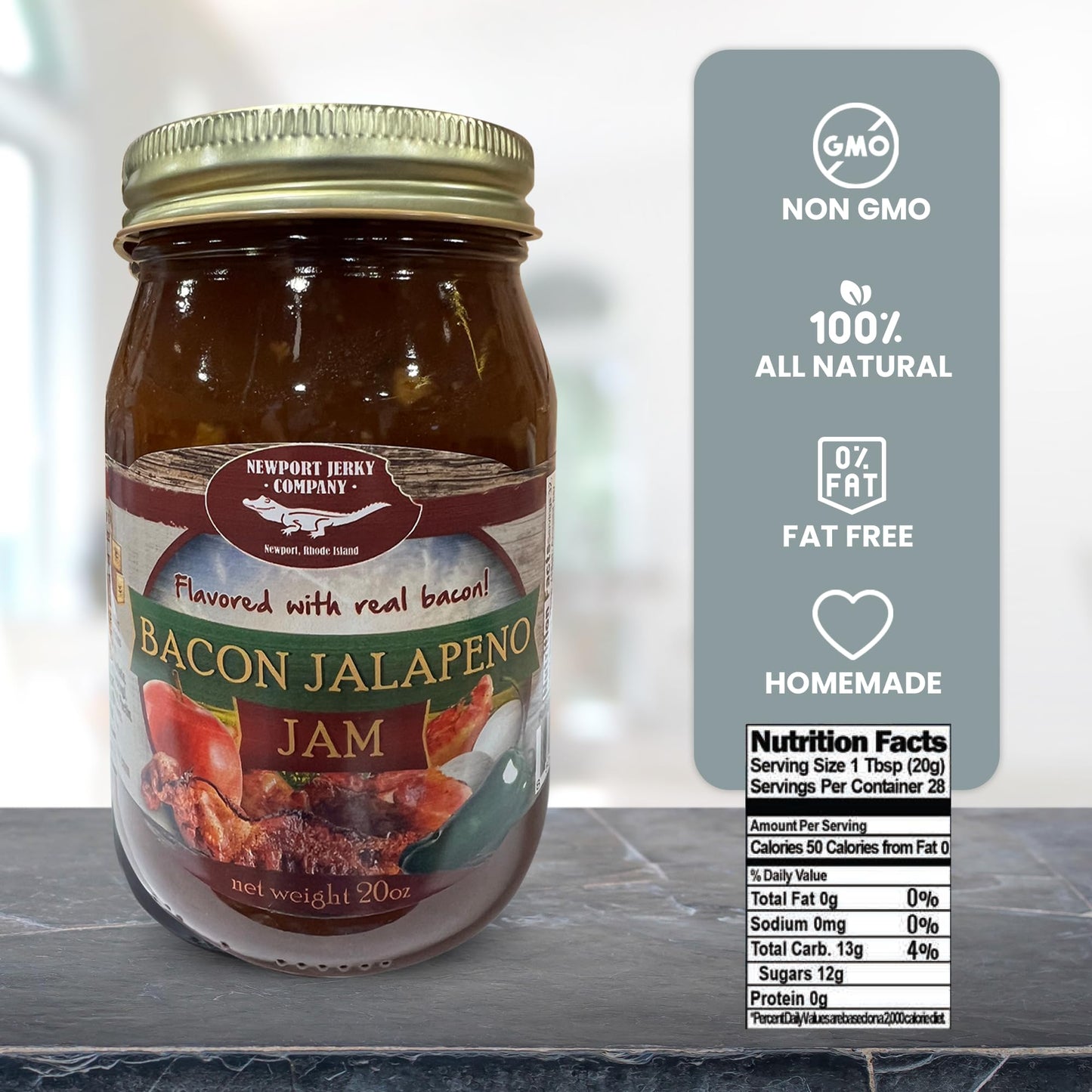 NEWPORT JERKY COMPANY Bacon Jalapeno Jam - 1.25 Pound Pack