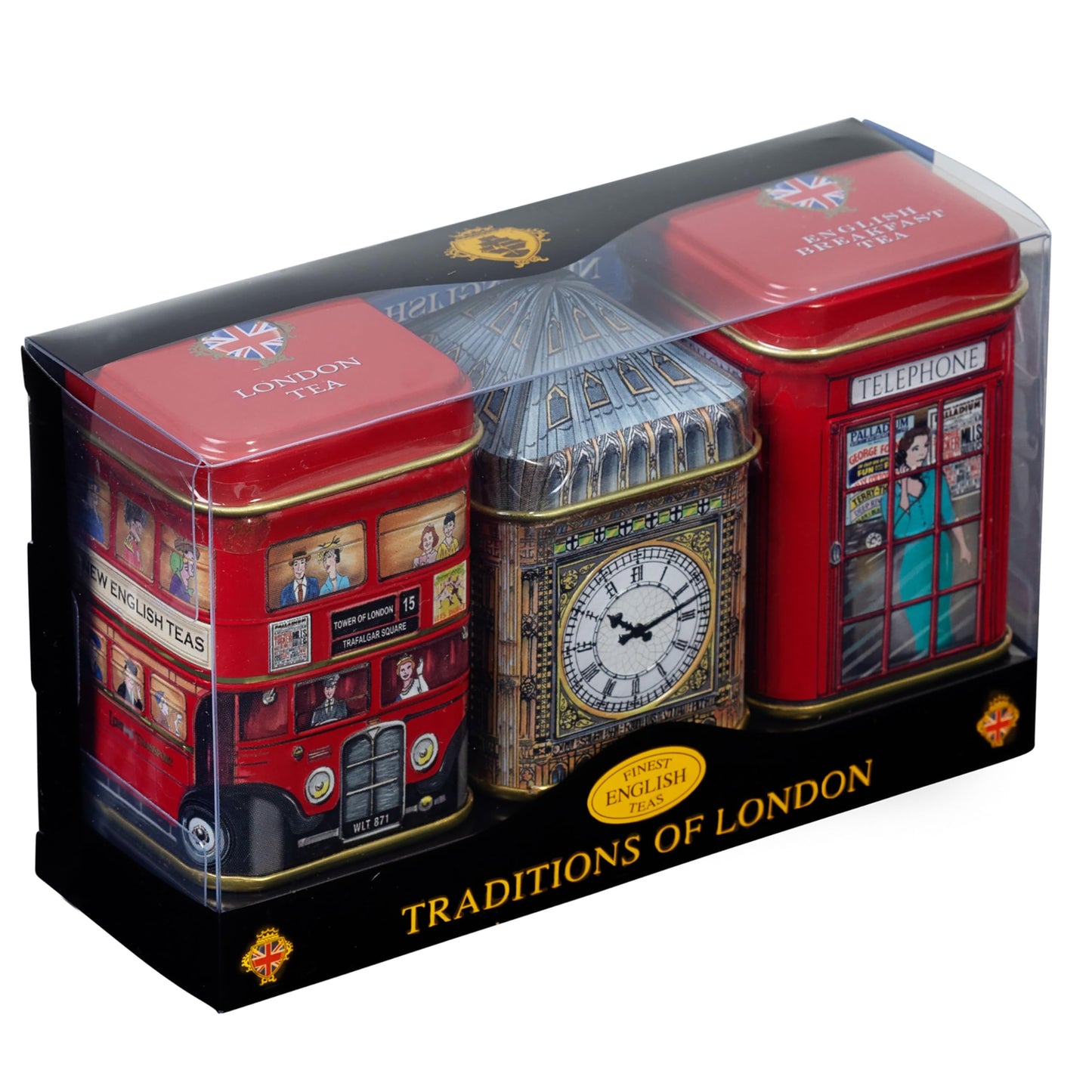 British London Sights Tea Tins With Fine English Breakfast Tea, British Souvenir, Big Ben, Uk Foods (Loose Leaves)