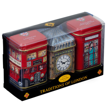British London Sights Tea Tins With Fine English Breakfast Tea, British Souvenir, Big Ben, Uk Foods (Loose Leaves)