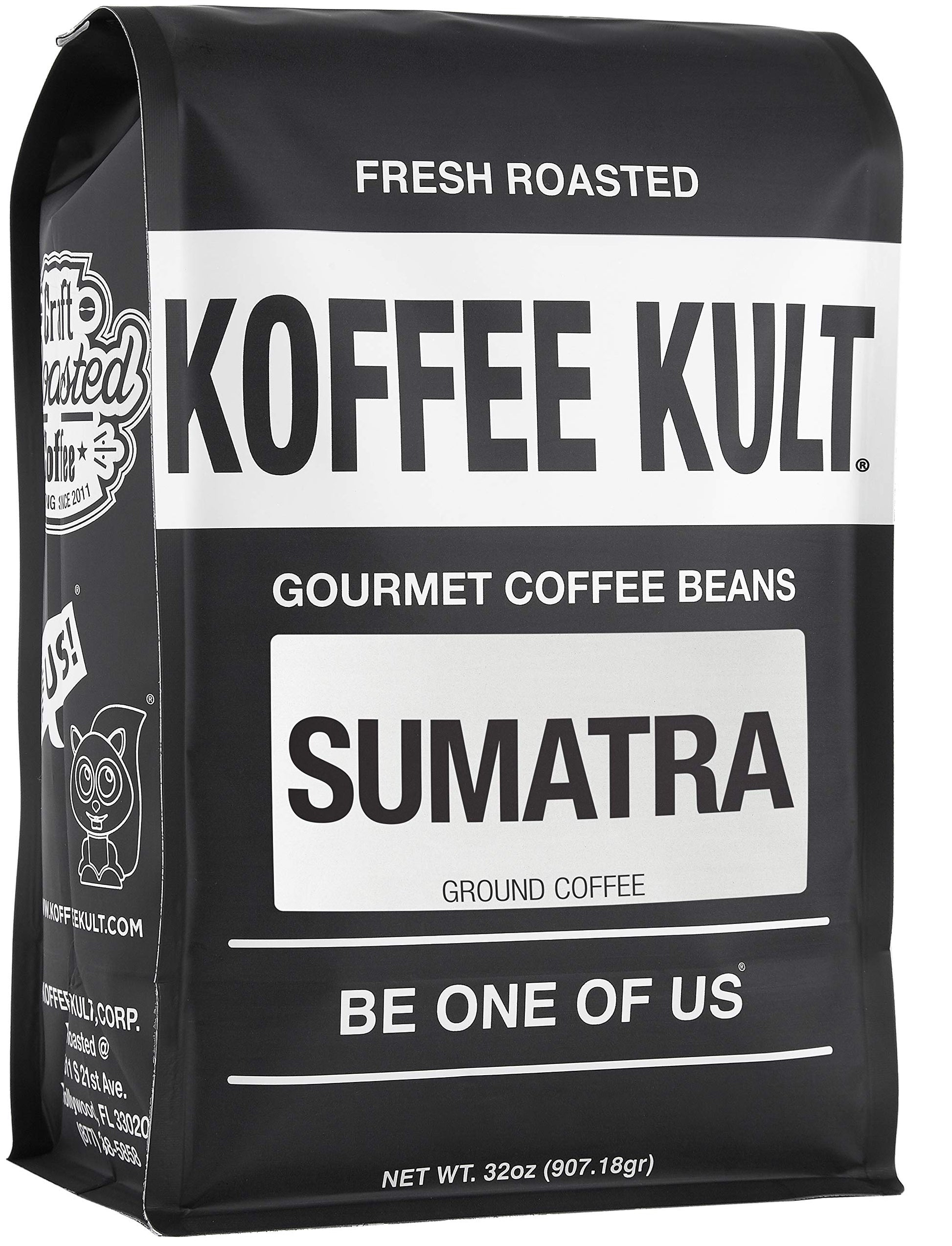 Koffee Kult Sumatra Coffee Ground Dark Roast - 32oz Fresh Roasted Single Origin