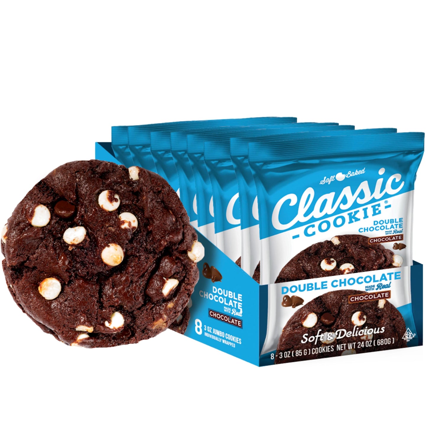 Classic Cookie, Soft Baked Cookie, Double Chocolate 3oz, 8 Count Pack