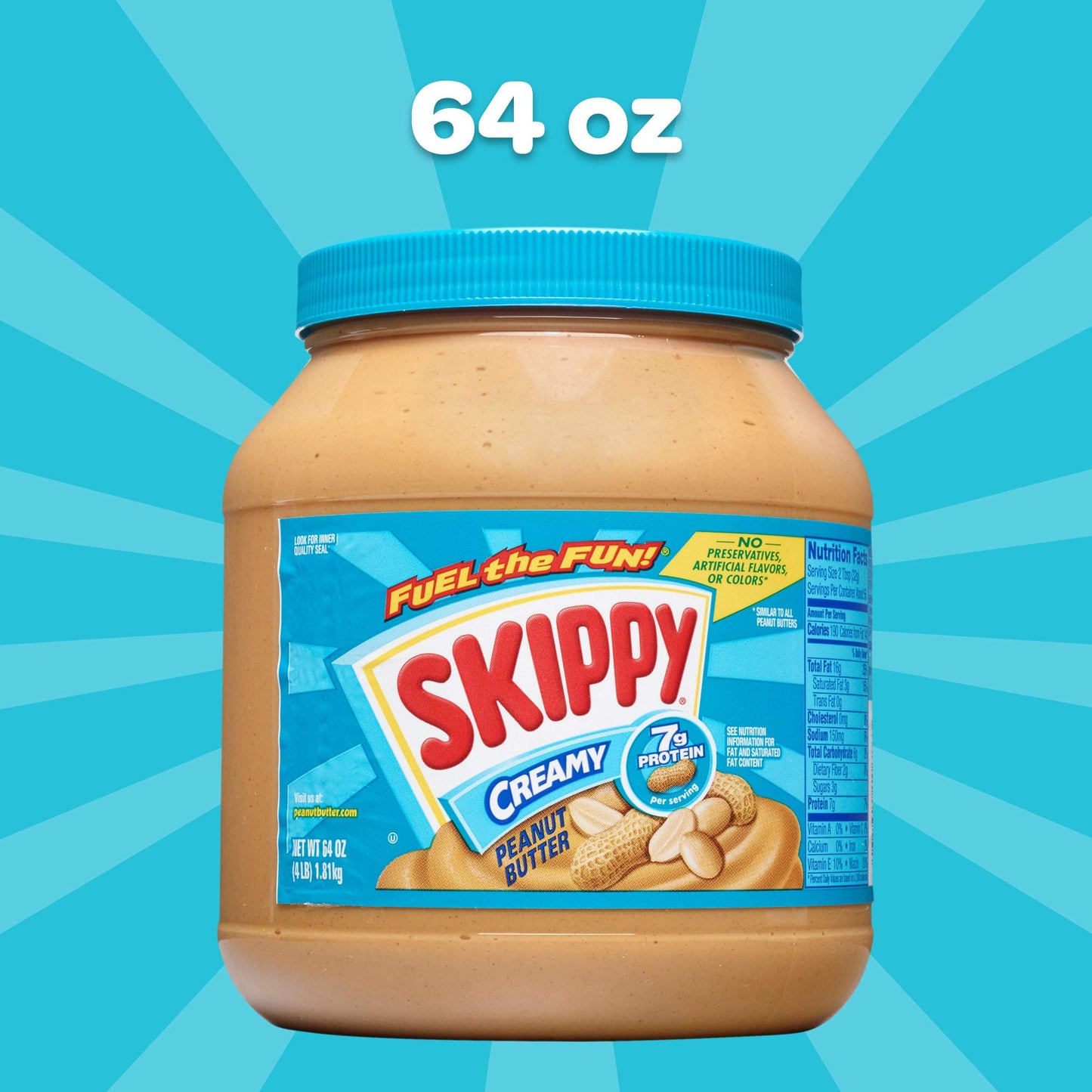 Skippy Creamy Peanut Butter  64 Ounce