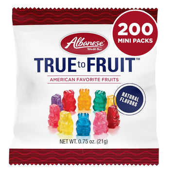 Albanese World's Best True to Fruit - American Favorite Fruits Gummies, 0.75oz Bag of Candy (Pack of 200)