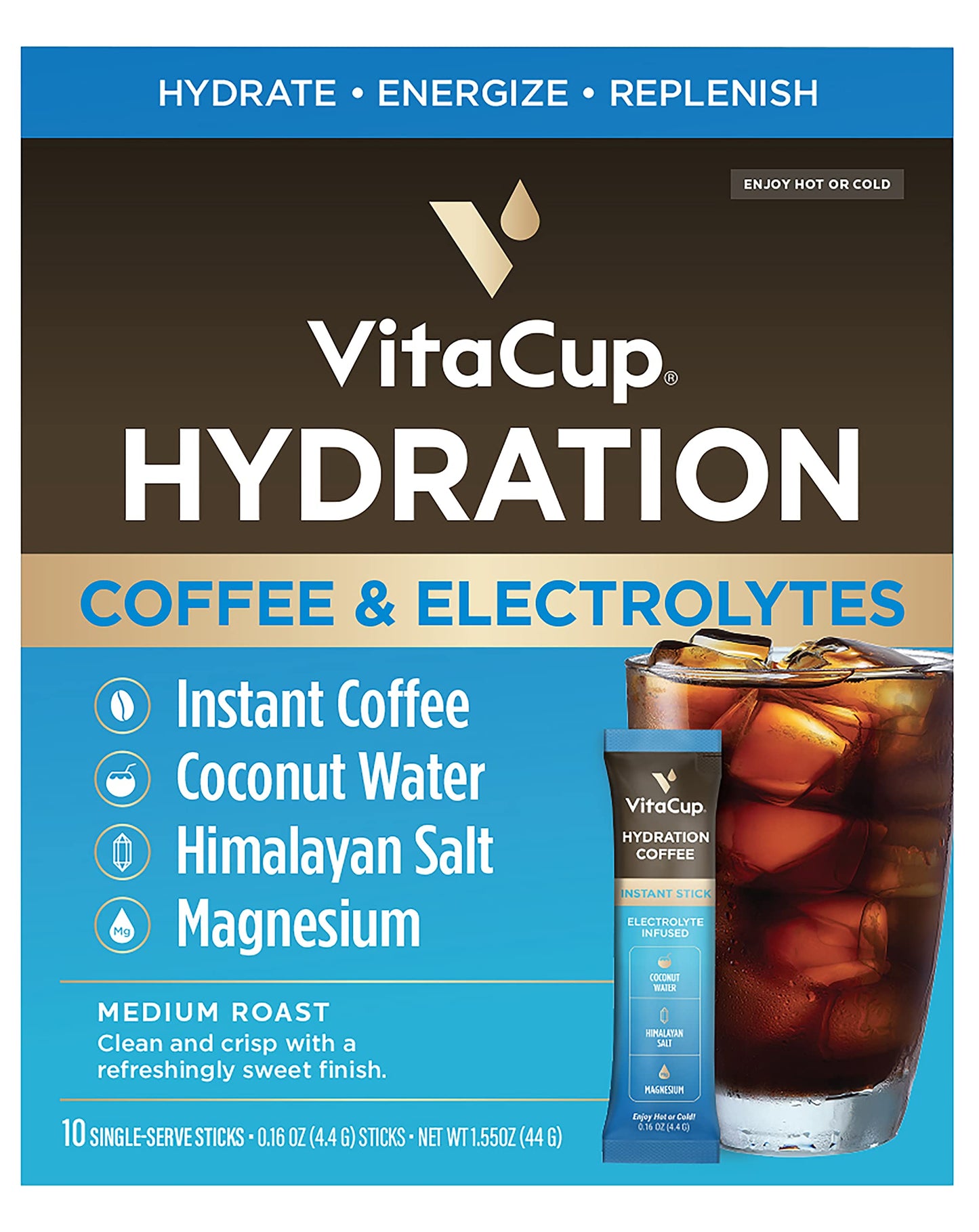 VitaCup Hydration Coffee Packets, The First Coffee That Hydrates You w/Electrolytes, Coconut Water, Pink Himalayan Salt, Magnesi