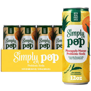 Simply POP Prebiotic Soda Pineapple Mango Cans  12 fl oz  12 Pack