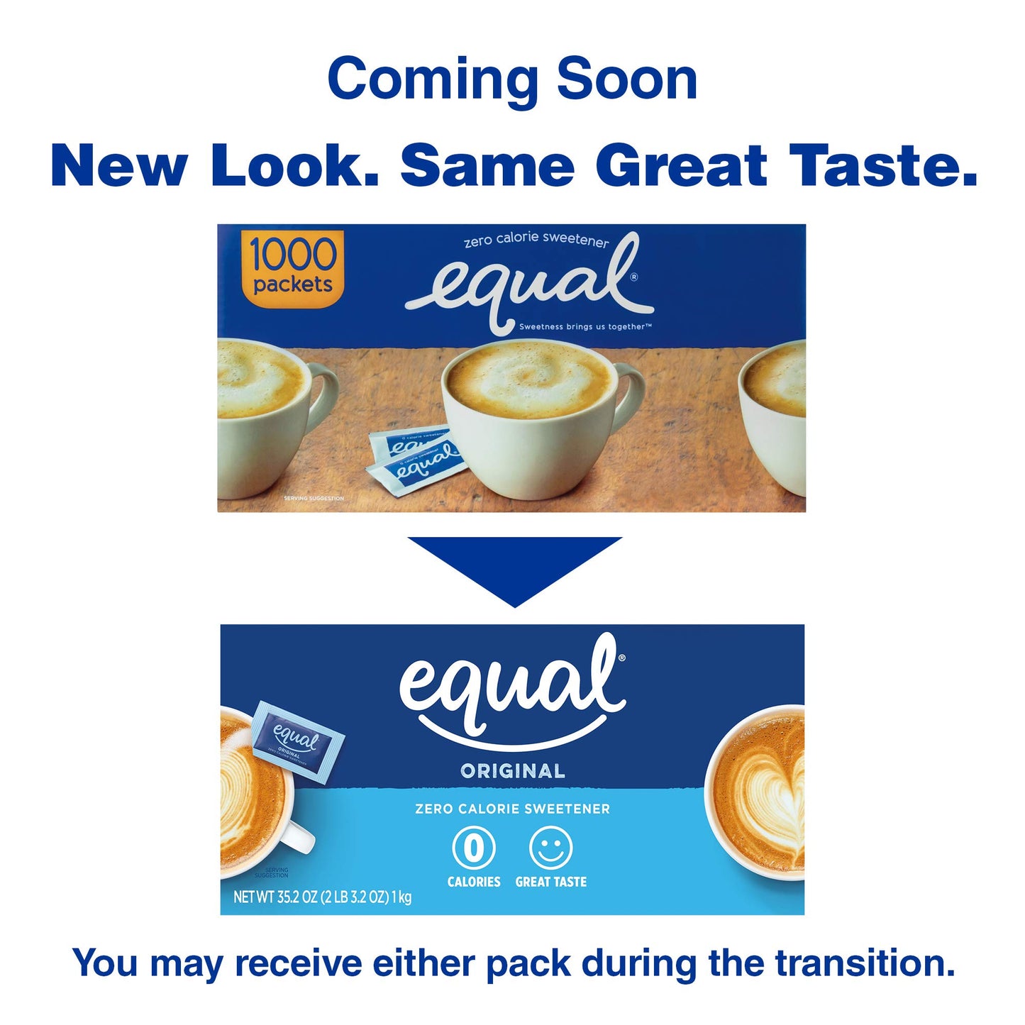 EQUAL 0 Calorie Sweetener, Aspartame and Acesulfame-K Sweetener Packets, Zero Calorie Sugar Alternative, Erythritol Free, 1000 C