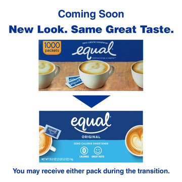 EQUAL 0 Calorie Sweetener, Aspartame and Acesulfame-K Sweetener Packets, Zero Calorie Sugar Alternative, Erythritol Free, 1000 C