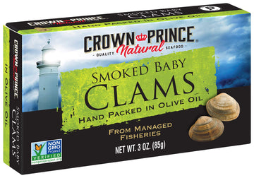 Crown Prince Natural Smoked Baby Clams in Olive Oil, 3-Ounce Cans (Pack of 12)