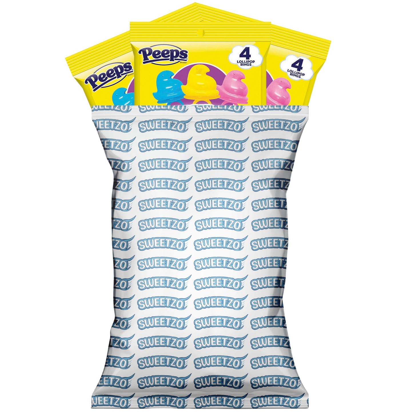 Peeps Lollipop Rings, Multicolored Chick Shaped Suckers, Individually Wrapped Candies (Pack Of 3)