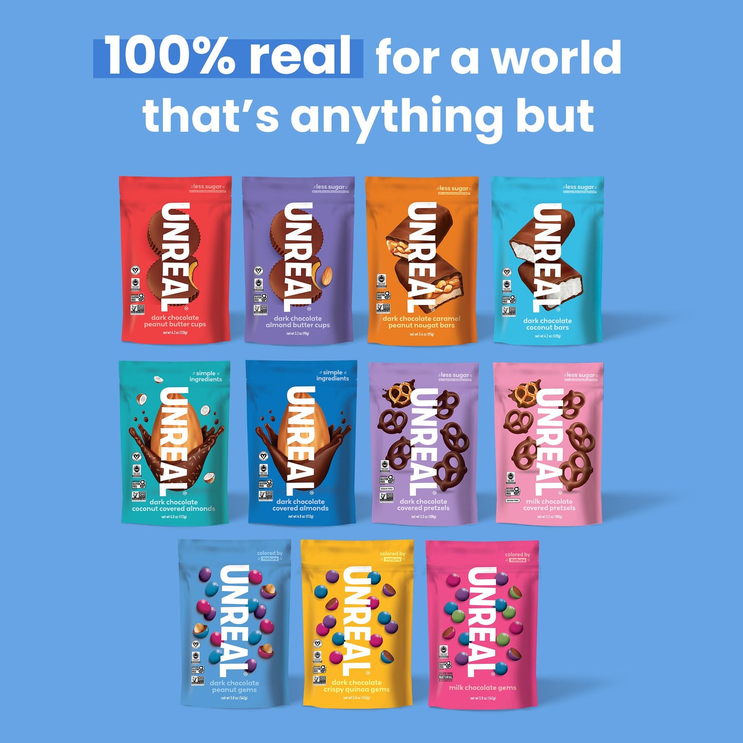 UNREAL Dark Chocolate Peanut Gems (Value Size Bag) | Vegan with Colors from Nature | Fair Trade, Non-GMO, & Gluten Free Ingredie