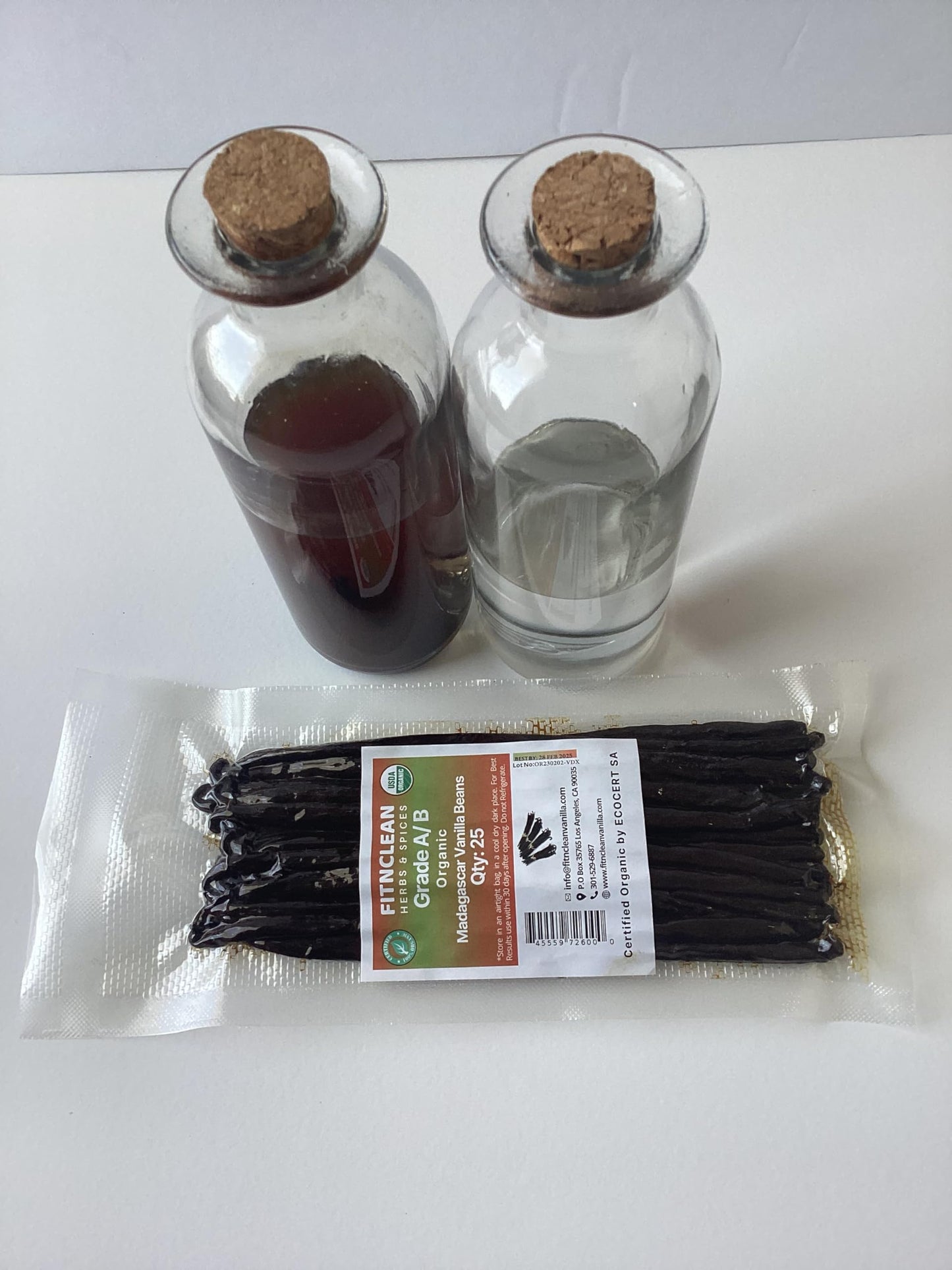 FITNCLEAN Vanilla Beans - 25 Organic Madagascar spirit-inspired flavor Pods, Grade A/B, 5-7, Non-GMO, USDA Certified