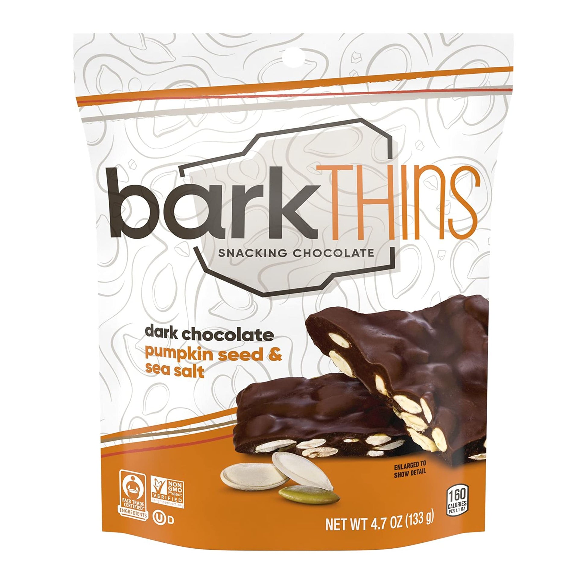 Barkthins Dark Chocolate Pumpkin Seed And Sea Salt Snacking Chocolate, Fair Trade, Non Gmo, 4.7 Oz Bag
