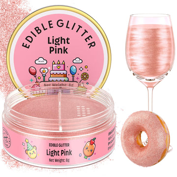 Nomeca Edible Glitter for Drinks & Cakes, Food Grade Luster Dust, 8g, Small, 4-Light Pink