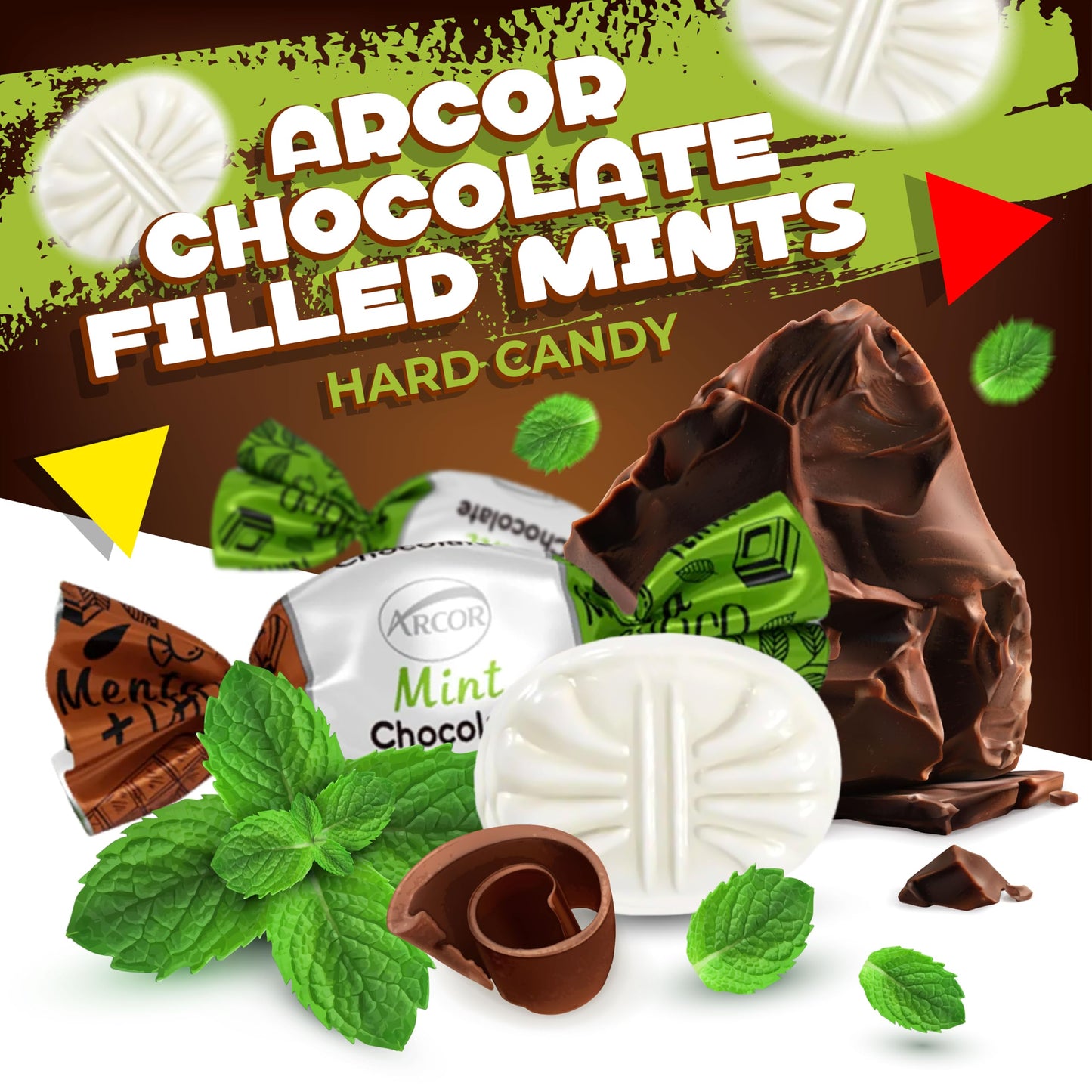 Arcor Chocolate Filled Mints Old Fashioned Hard Candy (1 Pound Bag - Approx. 80 Count)