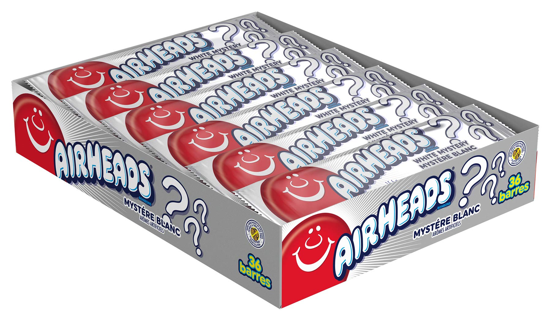 Airheads Candy Individually Wrapped Bars, White Mystery, Party, 0.55 Ounce