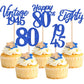 Zhuoweism 30Pcs Happy 80Th Birthday Cupcake Toppers Cheers To 80 Vintage 1945 Eighty Cupcake Picks Blue