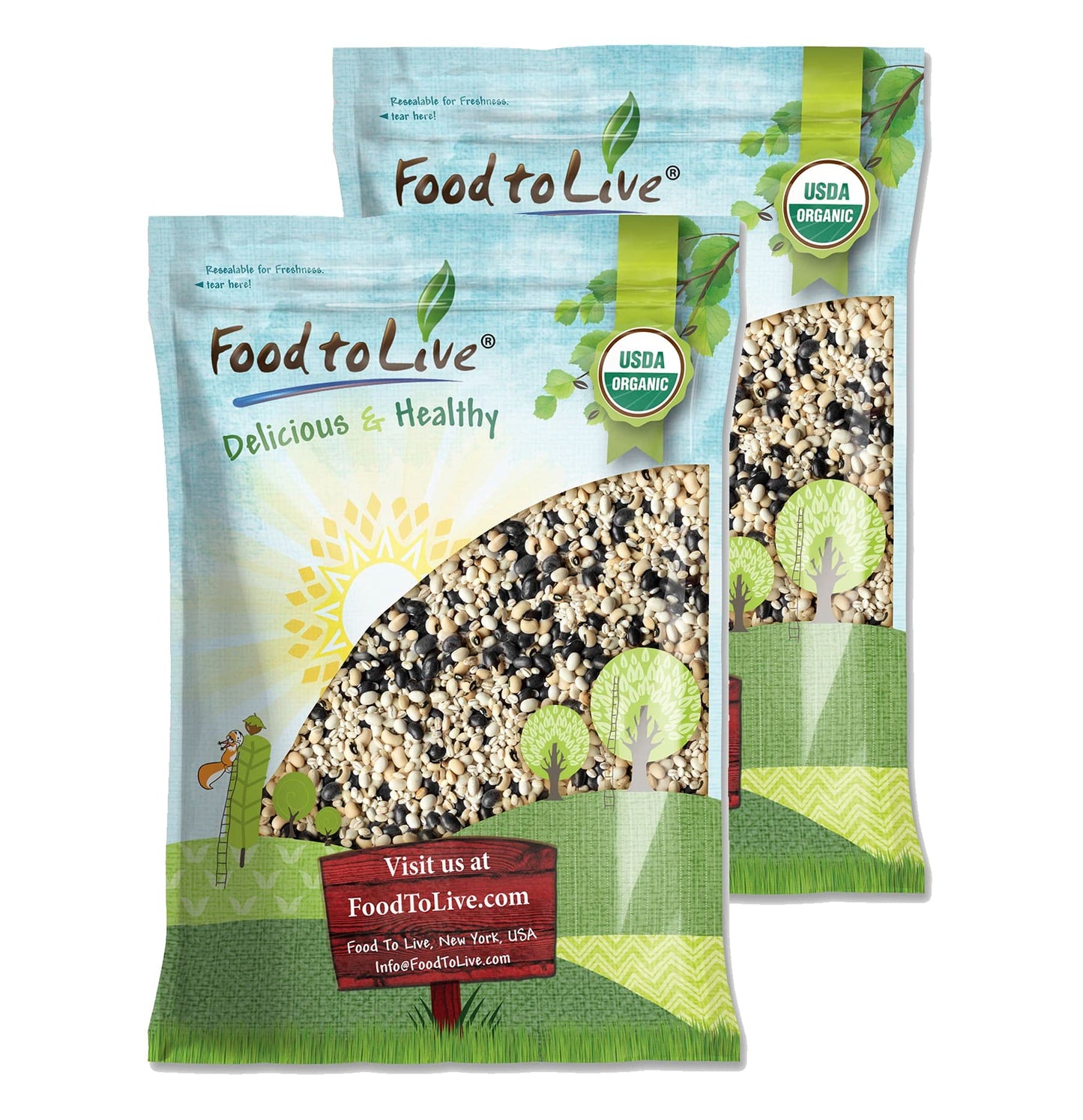 Food to Live Organic Black Bean Soup Mix, 24 Pounds - Contains Non-GMO Black Beans, Black-eyed Peas, Pearled Barley, and Navy Be