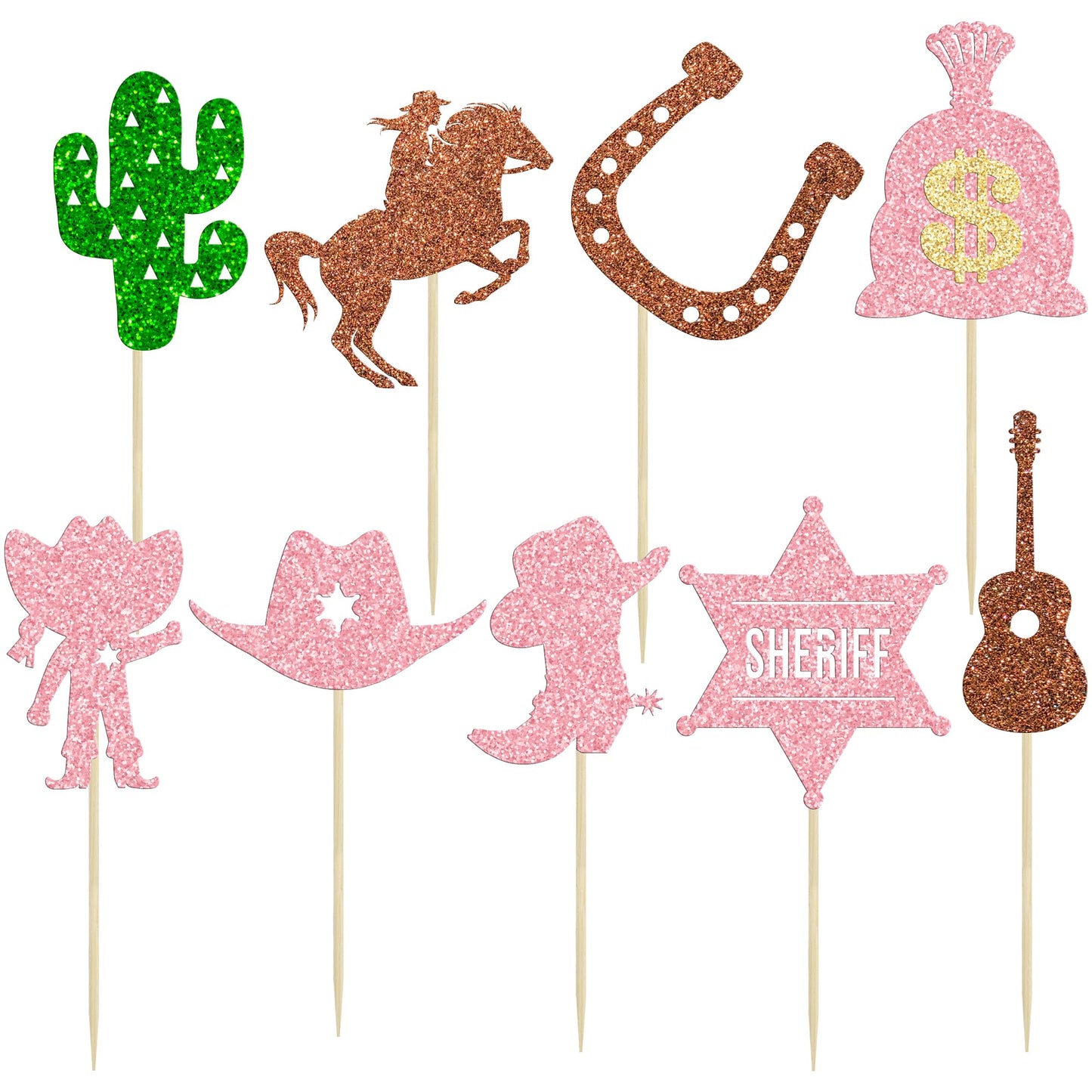 Gyufise 36Pcs Cowgirl Party Cake Cupcake Topper Pink Cowgirl Western Cupcake Toppers For Western Cowgirl Party Kids Birthday Par