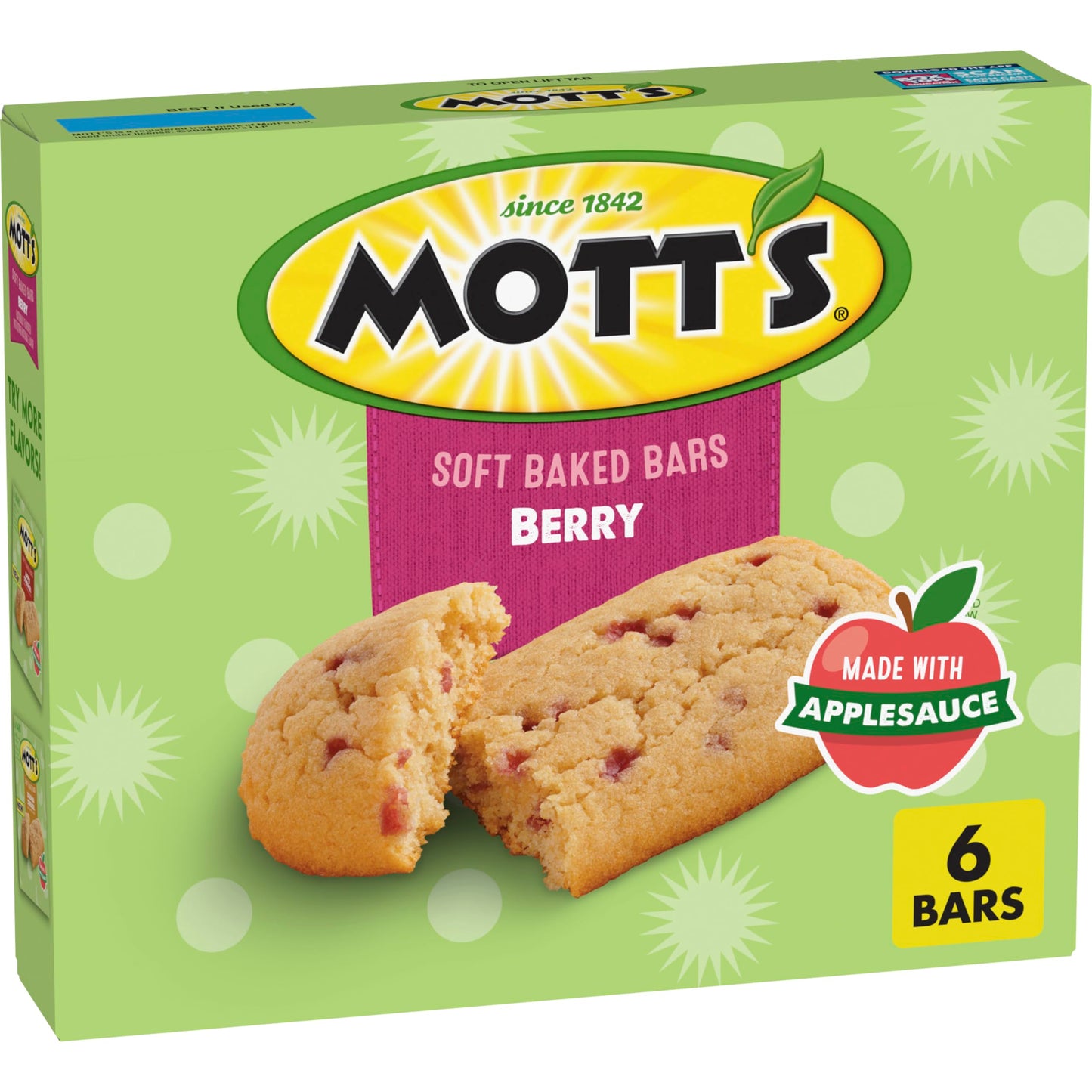 Motts Soft Baked Bars, Berry Flavor, Made with Applesauce, 6 Count, 5.76 oz