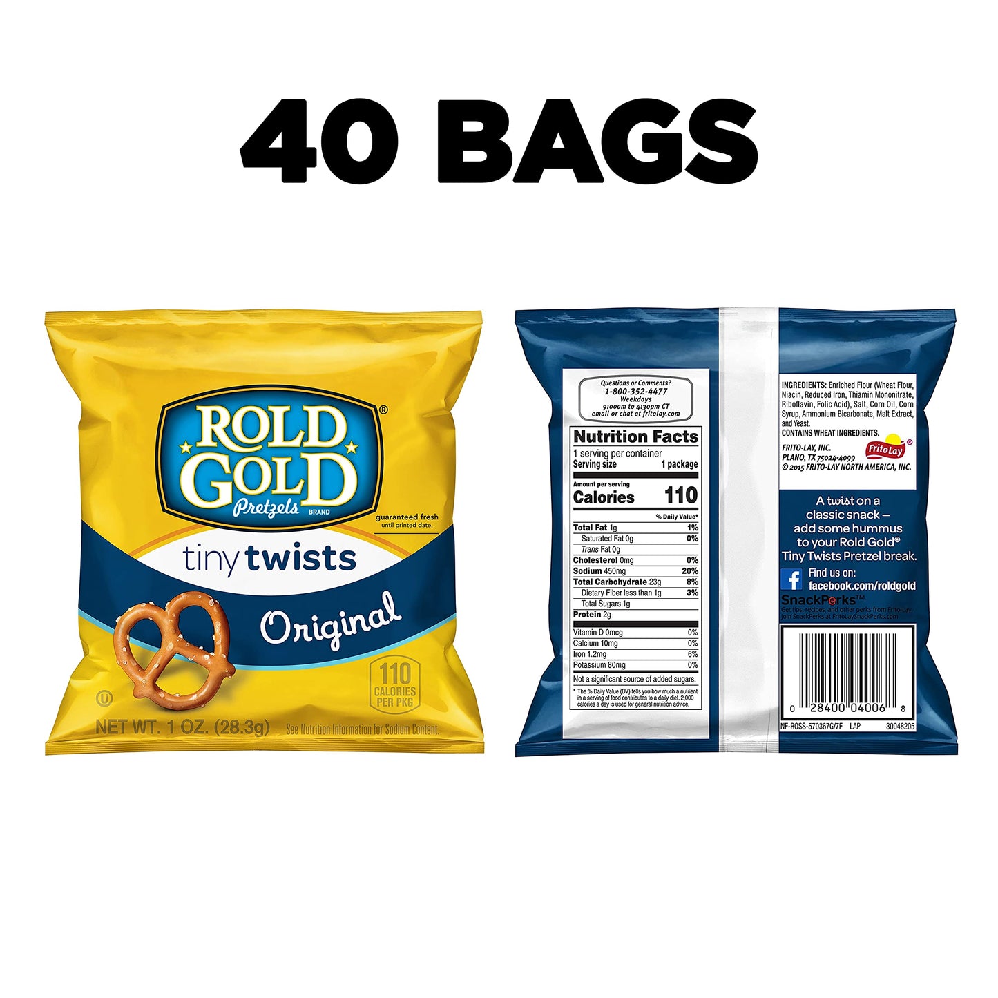 Rold Gold Pretzels, Tiny Twists, 1 Ounce (Pack Of 40)