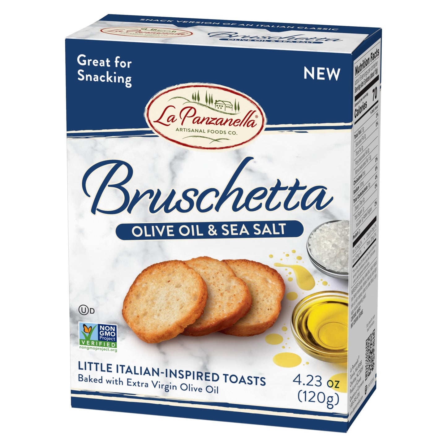 La Panzanella Olive Oil and Sea Salt Bruschetta Crackers (Pack of 12) - Italian-inspired Toasts, Made with Non-GMO Project Verif