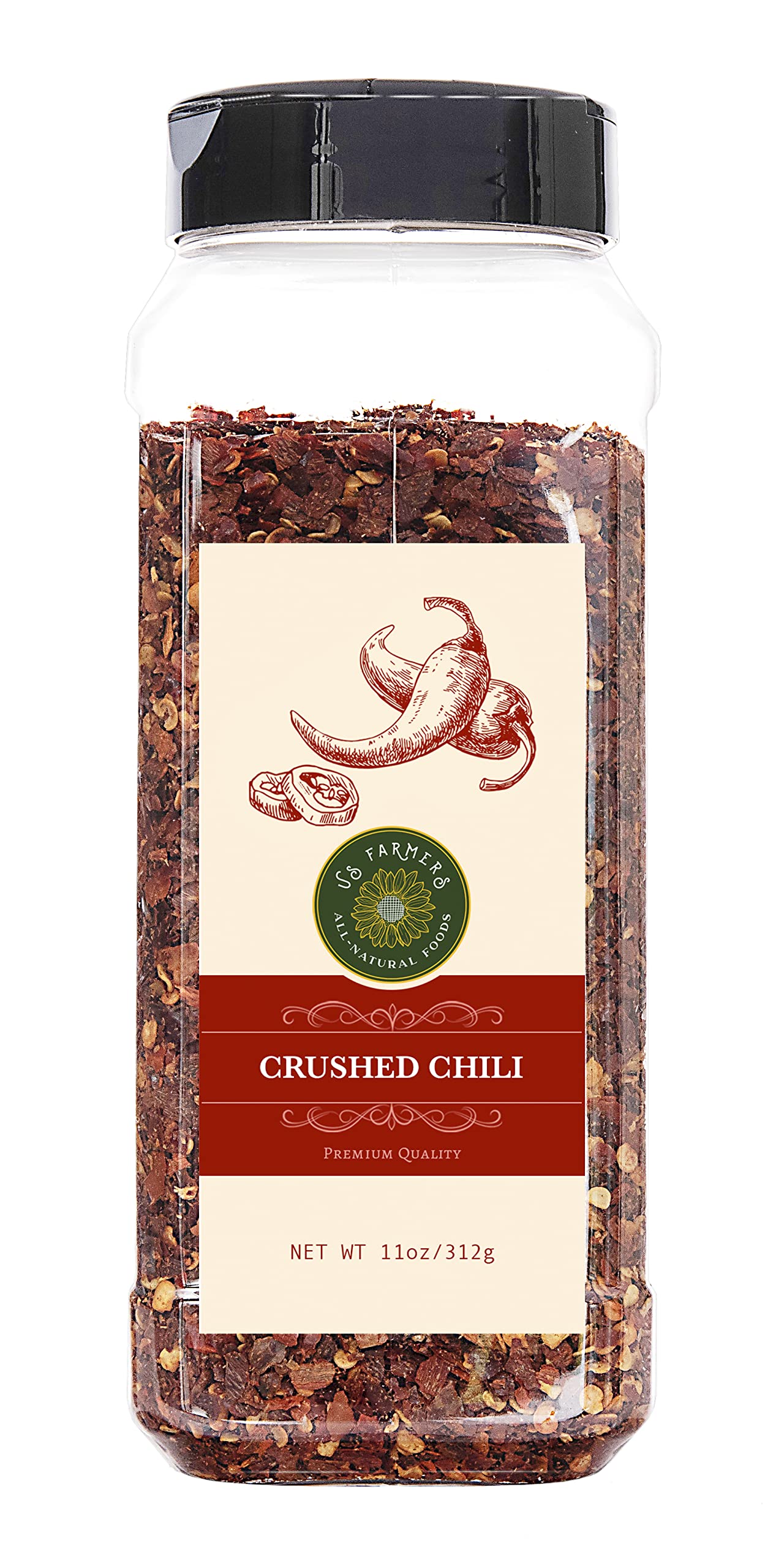 Us-Farmers Natural Premium Quality Chili Crushed Red Pepper (11Oz)