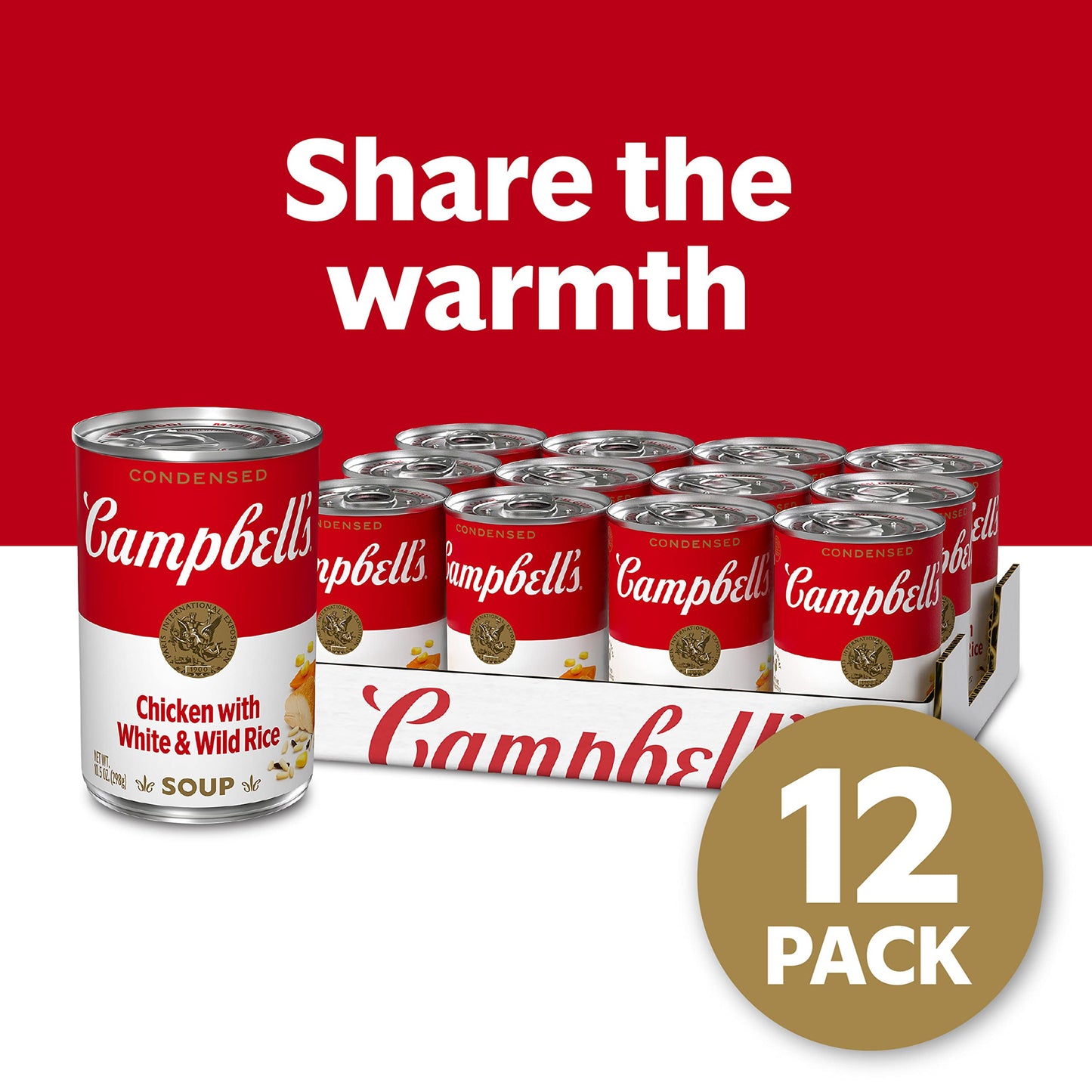 Campbell s Condensed Chicken and Rice Soup With White and Wild Rice, 10.5 oz Can (12 Pack)