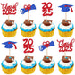 24 PCS 2025 Graduation theme Cupcake Toppers Glitter Congrats Grad Diploma 2025 Graduation Cap Cupcake Picks Class of 2025 Cake 