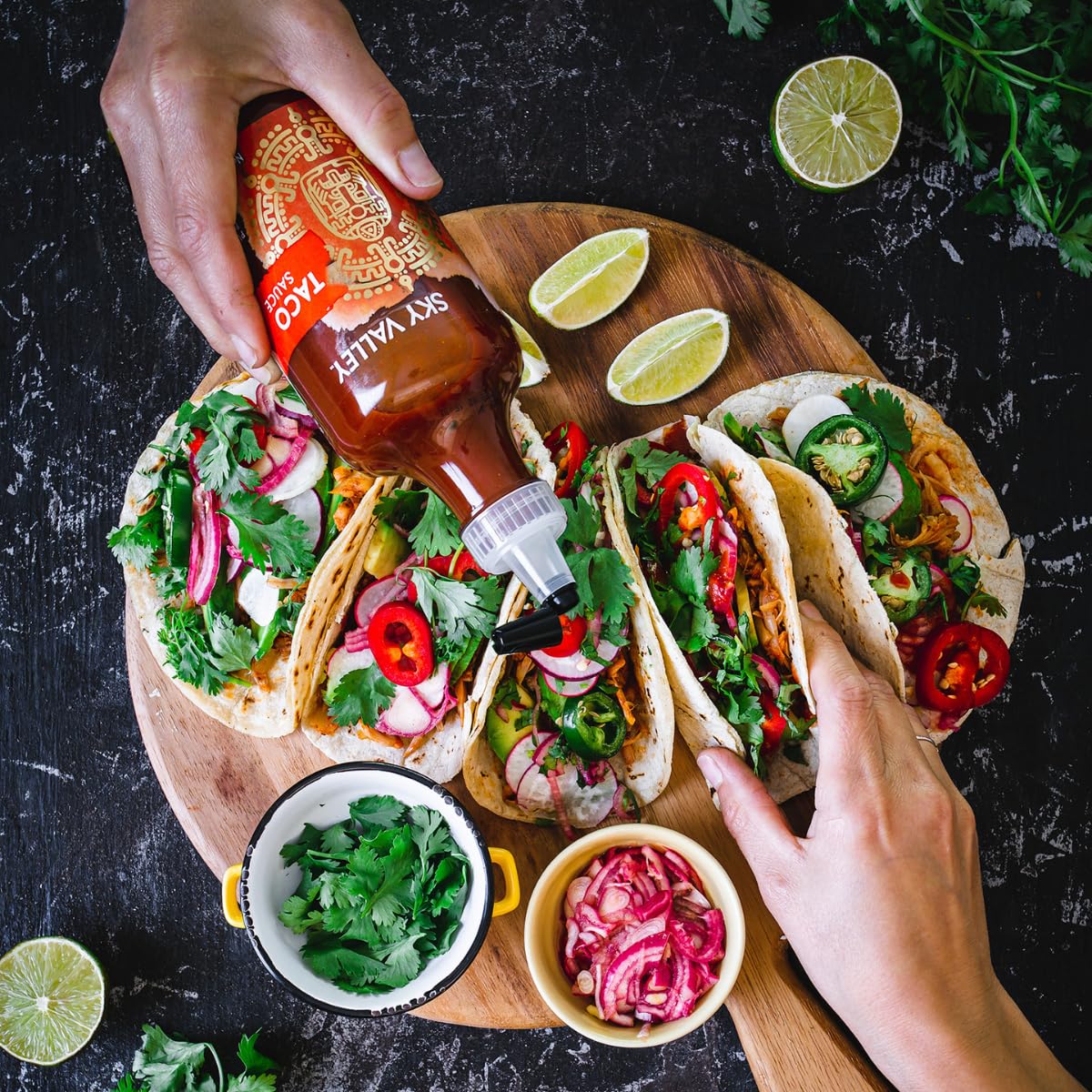 Sky Valley Taco Sauce - Medium Heat, Taco Hot Sauce, Gluten Free, Vegan, Keto, Non-Gmo, Verified, Made With Tomatoes, Cayenne Pe