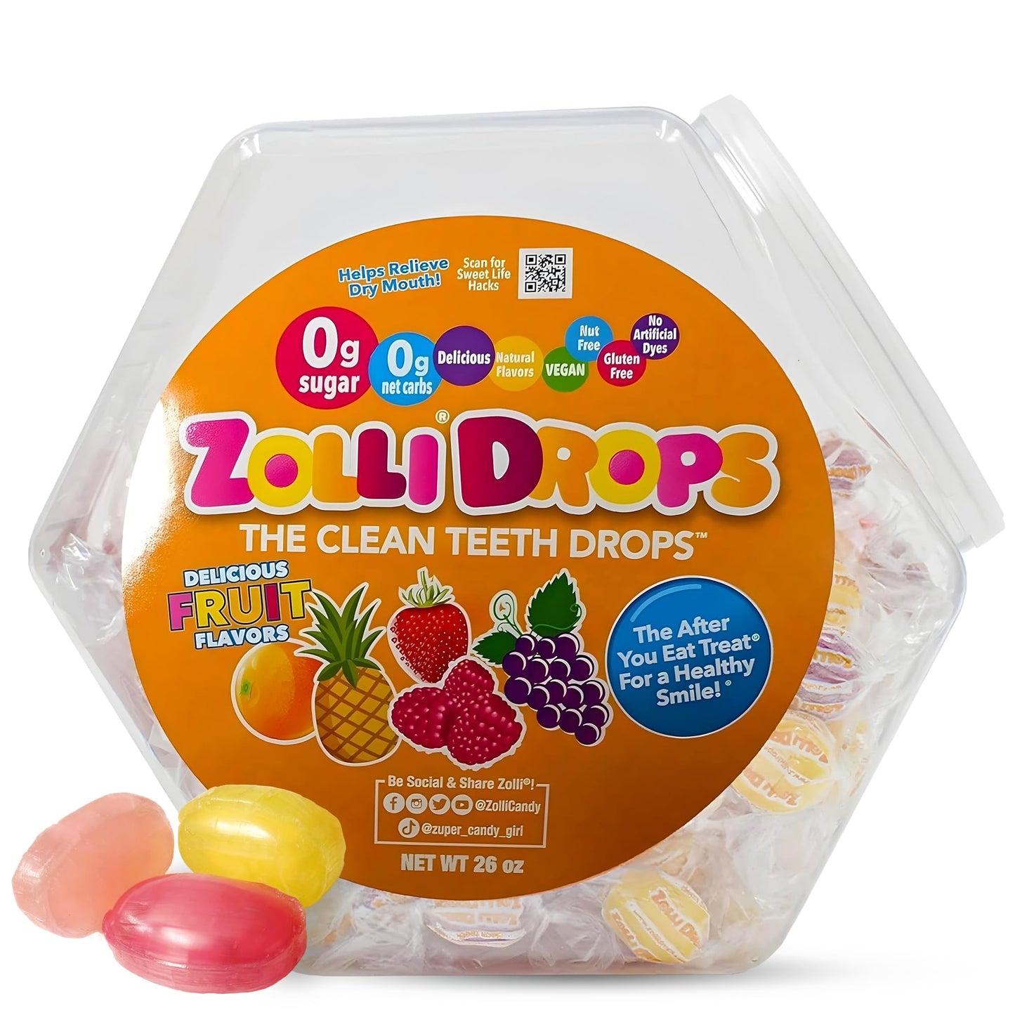 Zollipops Fruit Vegan KETero Sugar - Indulge in Delicious and Dental-Friendly Fruit Flavored Lollipops for a Guilt-O Allergy-Fre