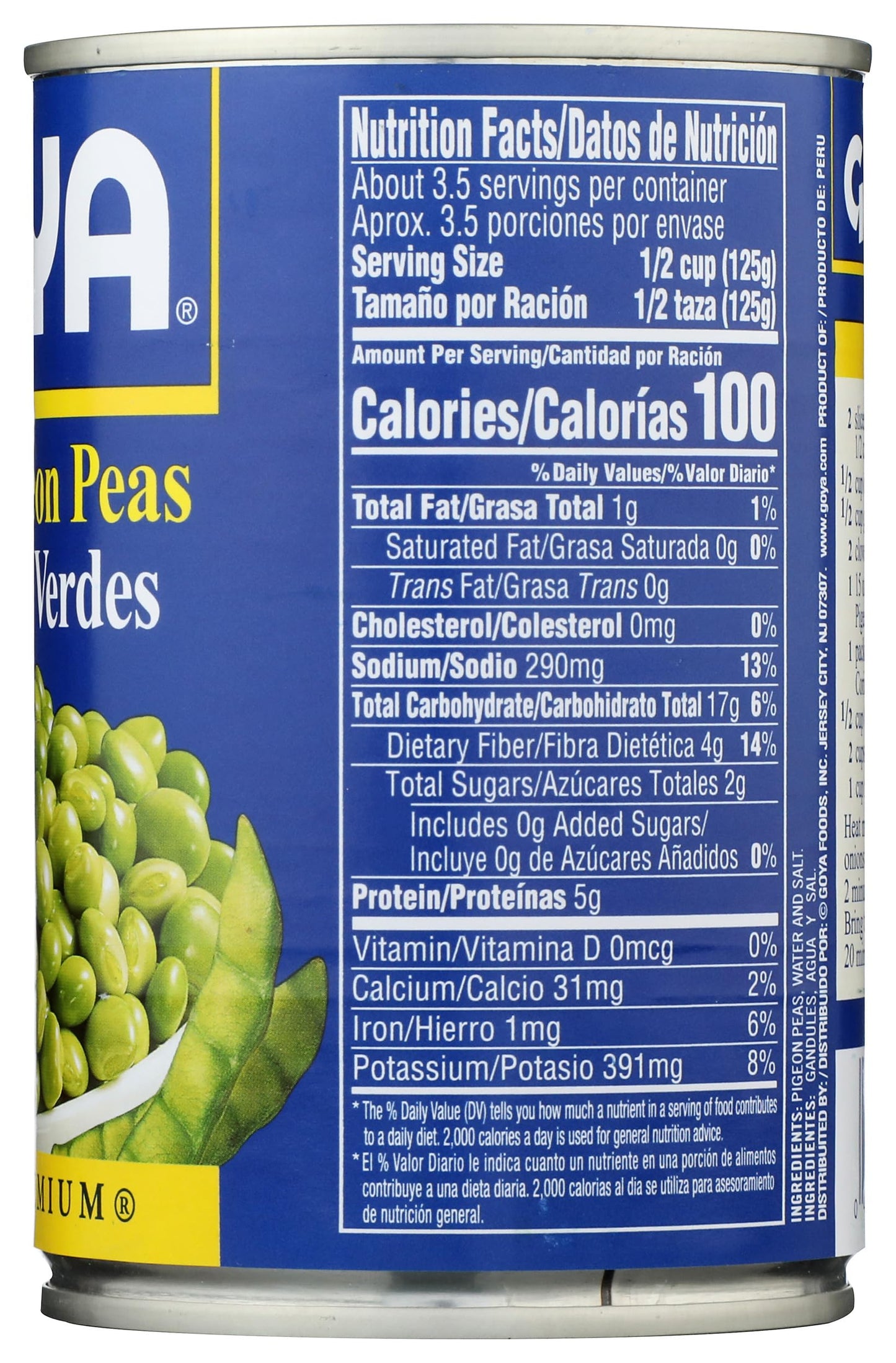 Goya Foods Green Pigeon Peas / Gandules Verdes 15 oz