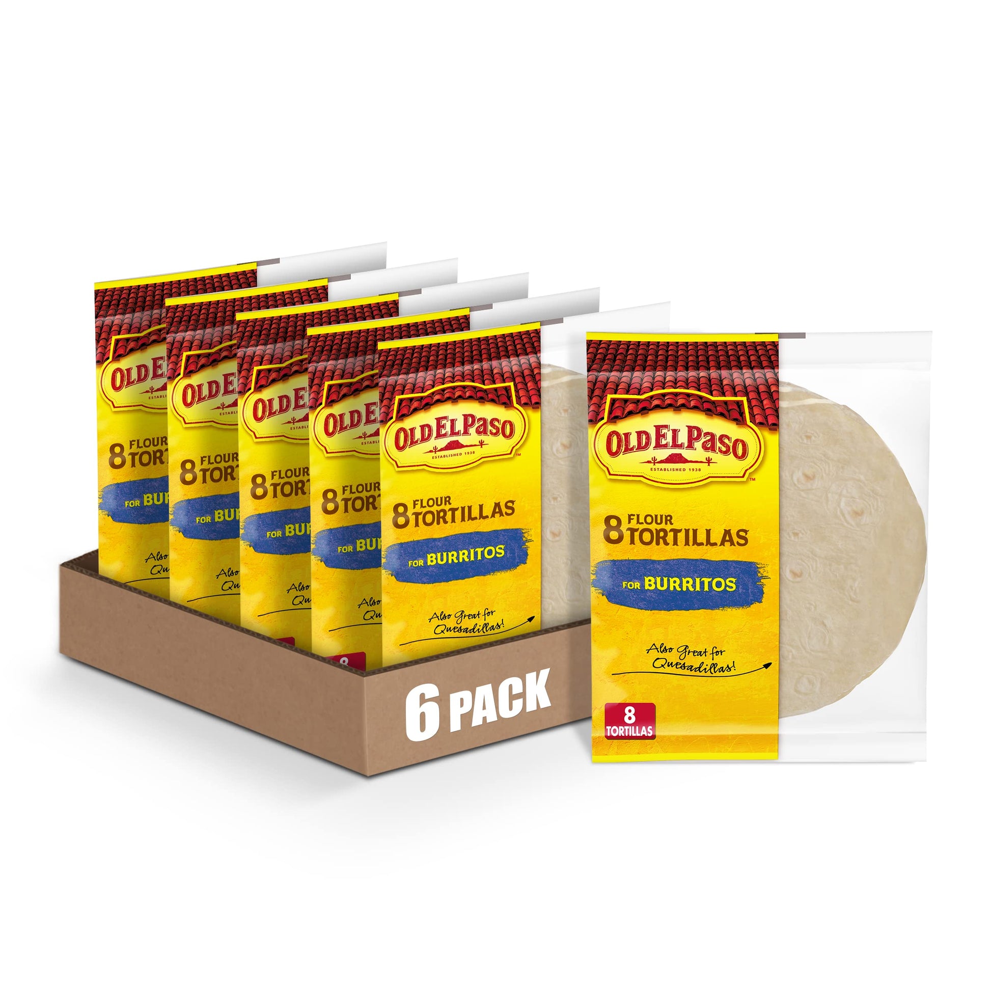 Old El Paso Flour Tortillas, For Burritos, 8 ct., 11 oz. (Pack of 6)