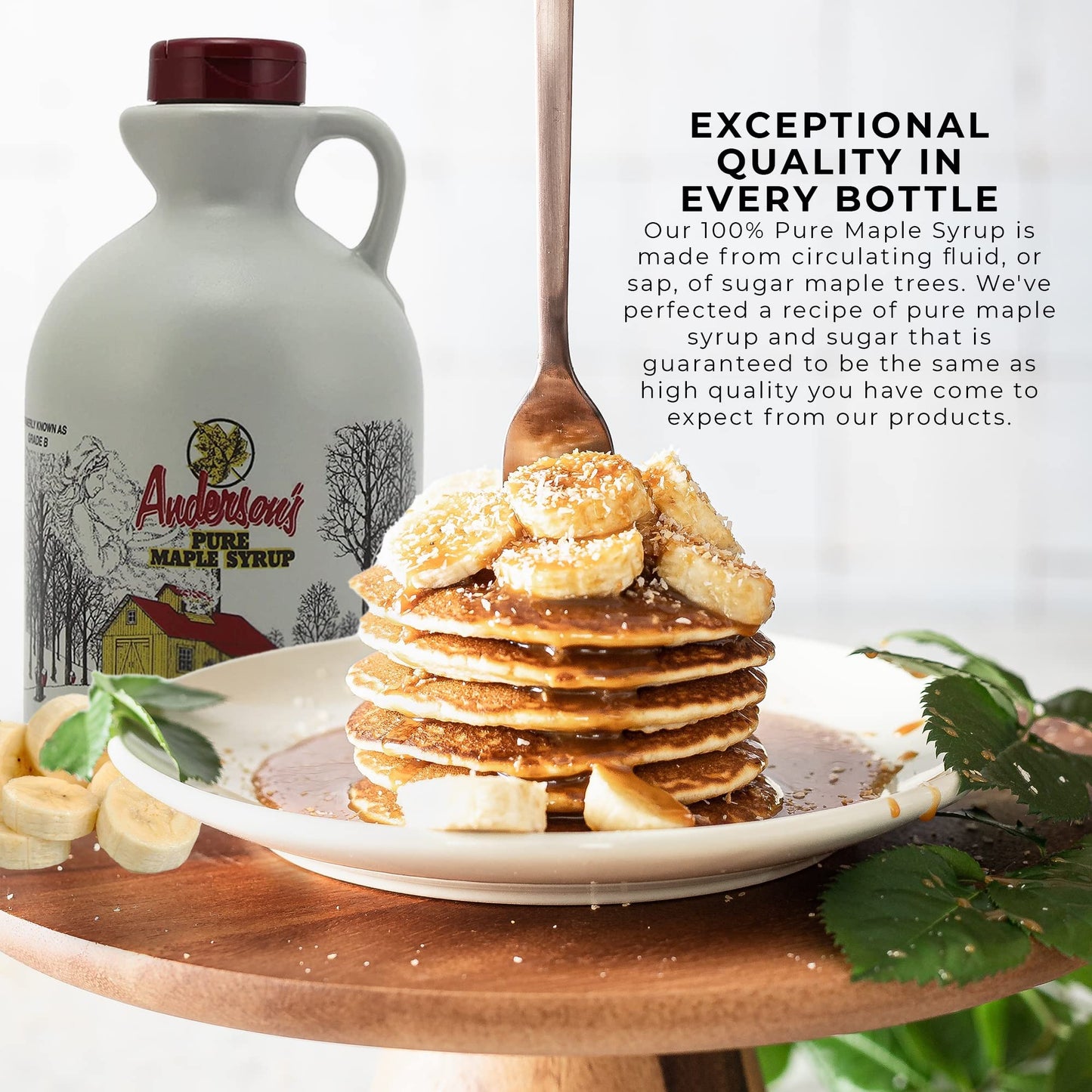 Andersons Maple Syrup Very Dark 32 oz Plastic Jug Brown