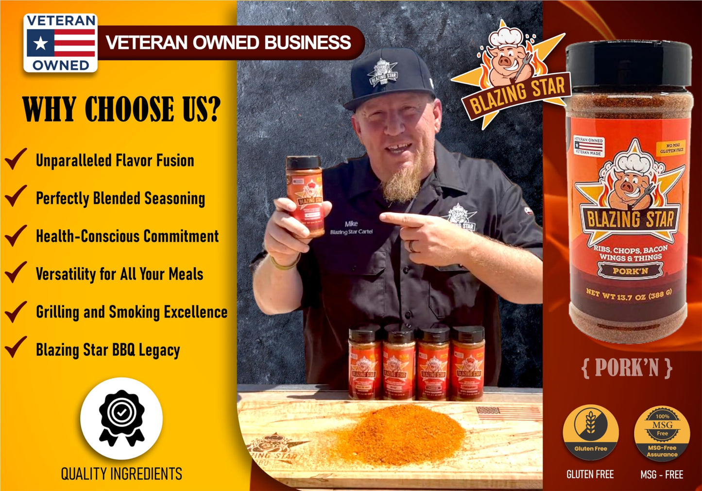 Blazing Star BBQ Porkn Rub & Seasoning Shaker Spice Mix, 13.7 Oz