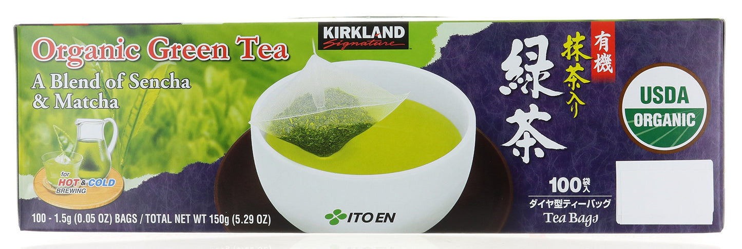 Kirkland Signature Organic Green Tea, 1.5 G, 100-Count