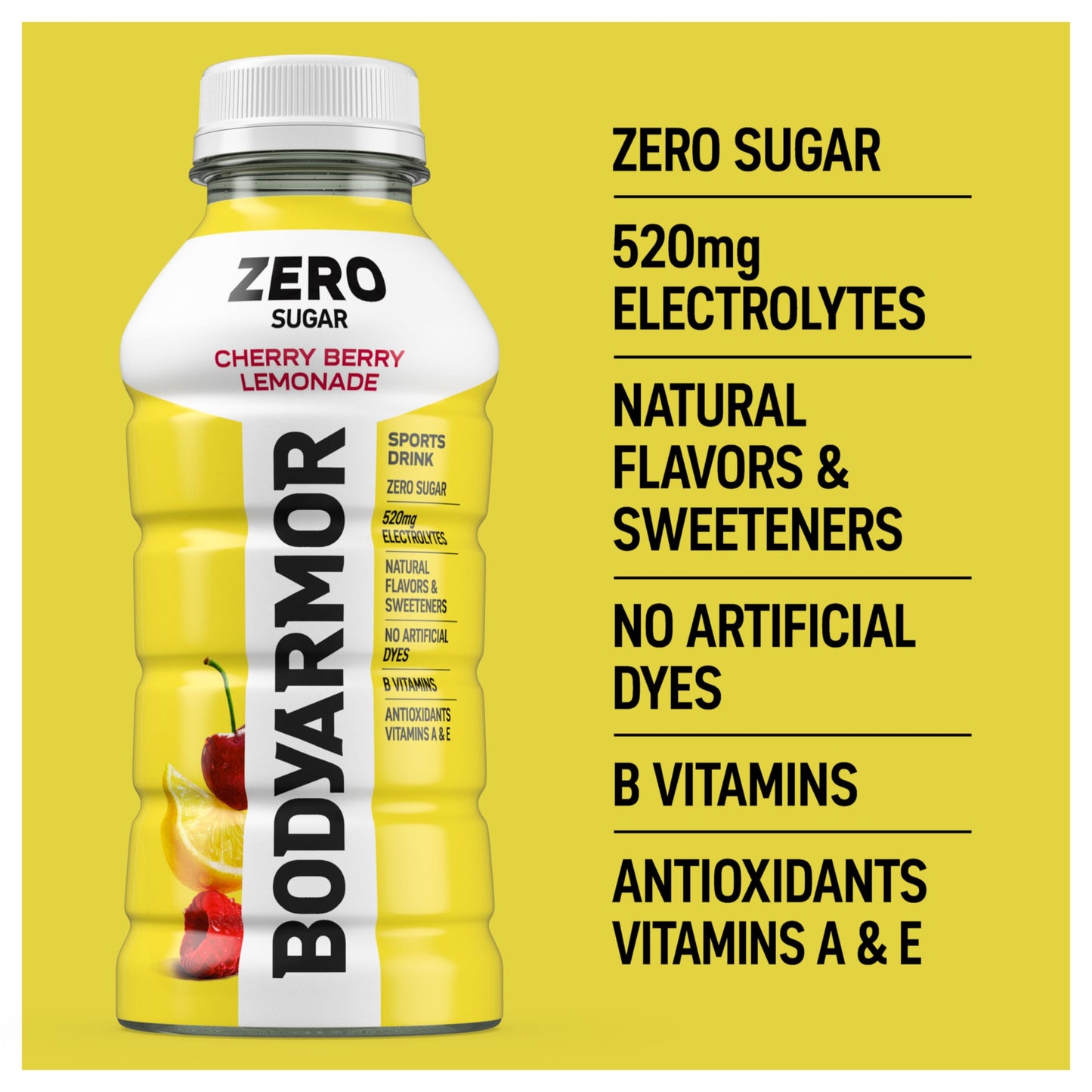 BODYprotective covering ZERO Sugar Cherry Berry Lemonade Sports Drink - Low-Calorie, Natural Flavors, 12 oz (Pack of 8)